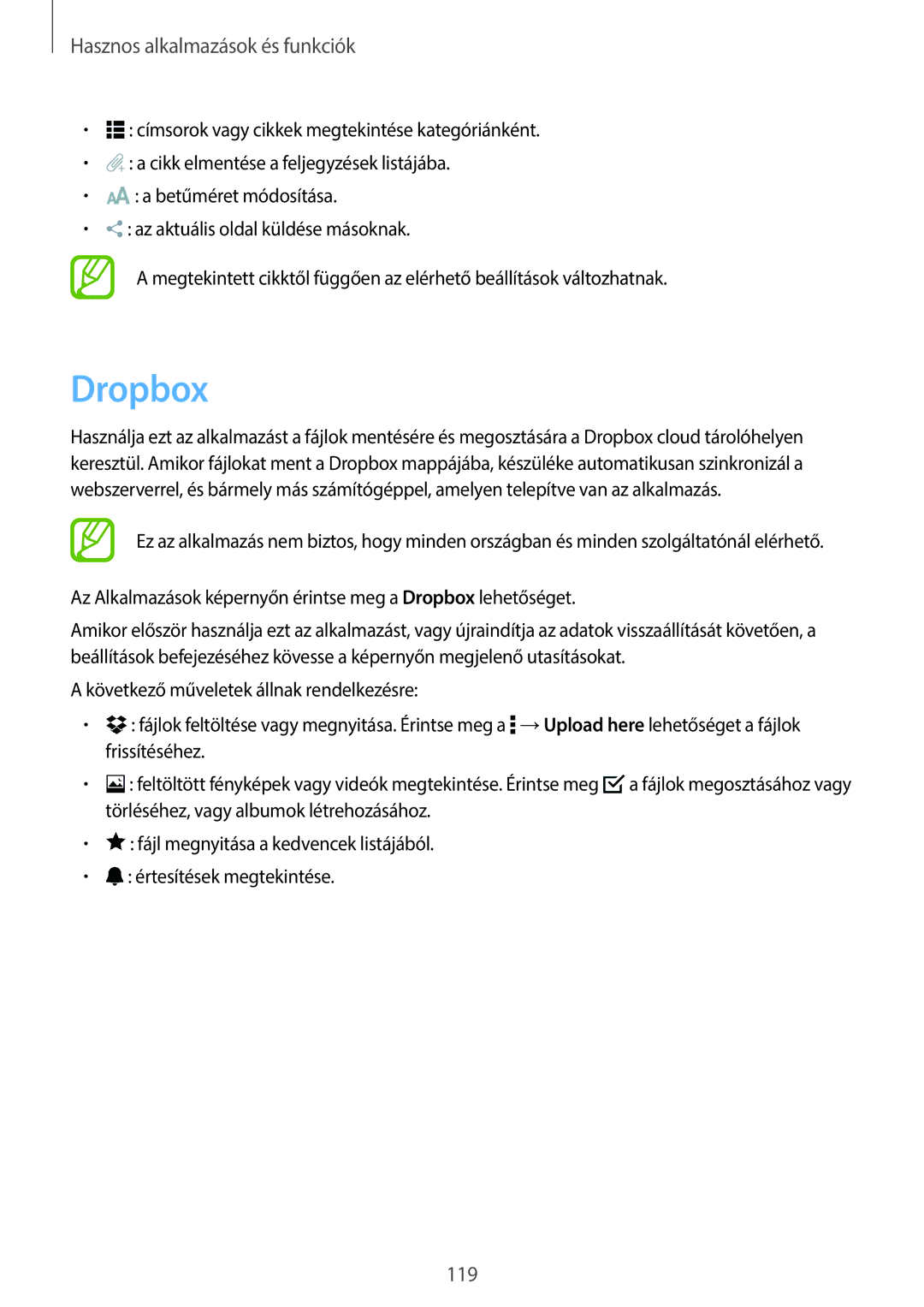 Samsung SM-T805NZWAXEH manual Dropbox 