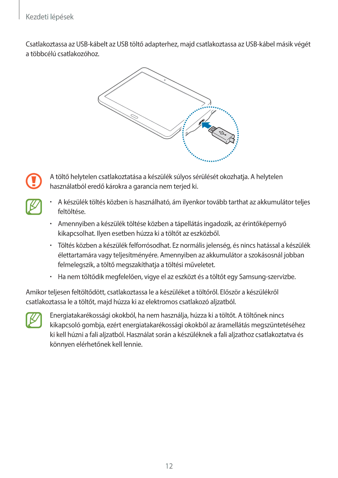 Samsung SM-T805NZWAXEH manual Kezdeti lépések 