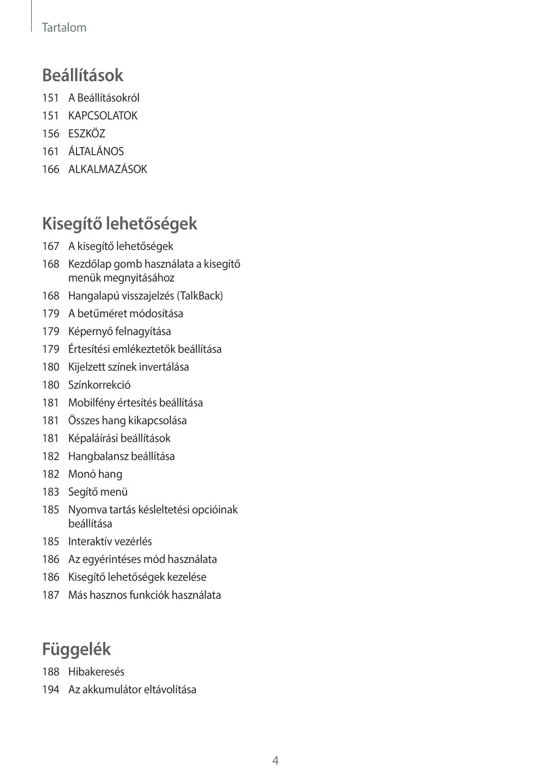 Samsung SM-T805NZWAXEH manual Beállítások 