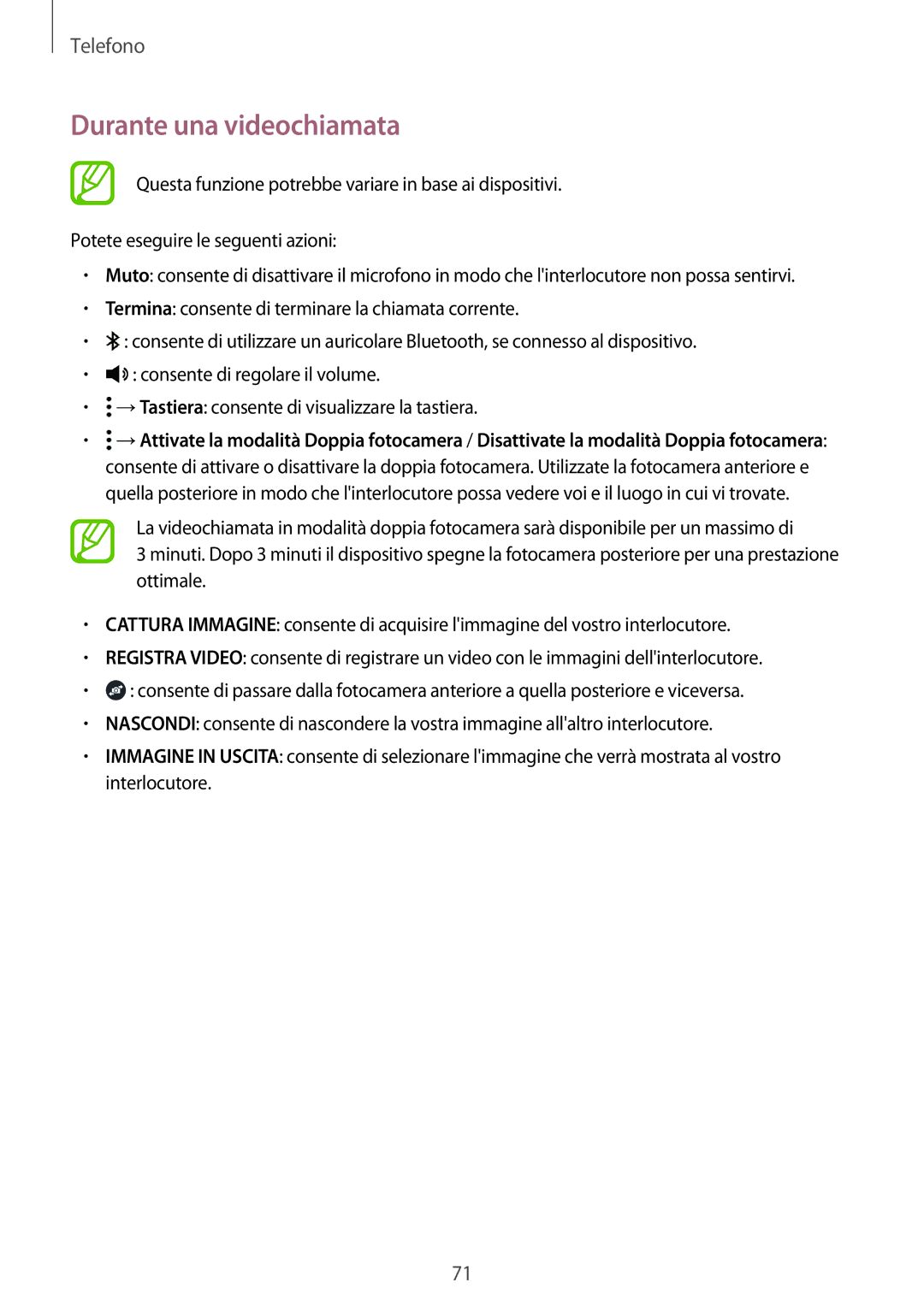 Samsung SM-T705NTSAITV, SM-T805NZWAXEO, SM-T705NZWAXEO, SM-T805NTSAITV, SM-T805NZWAITV manual Durante una videochiamata 