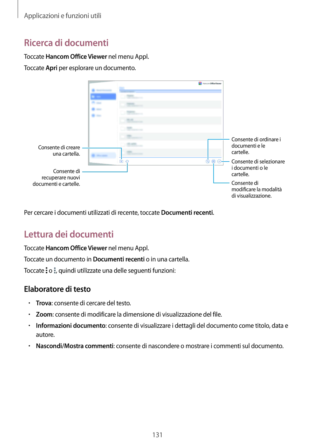 Samsung SM-T805NTSATIM, SM-T805NZWAXEO, SM-T805NTSAITV Ricerca di documenti, Lettura dei documenti, Elaboratore di testo 