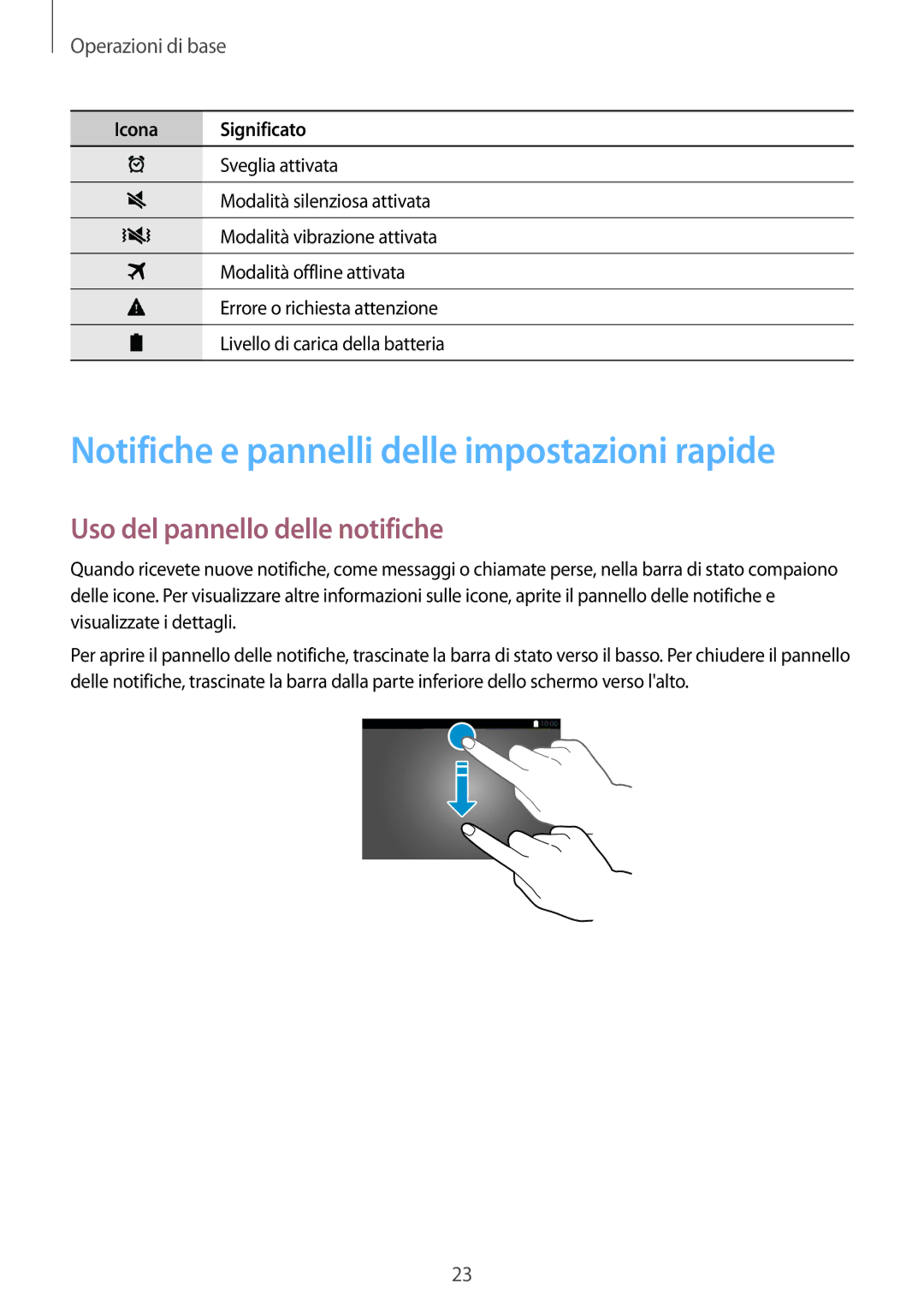 Samsung SM-T805NTSATIM, SM-T805NZWAXEO Notifiche e pannelli delle impostazioni rapide, Uso del pannello delle notifiche 