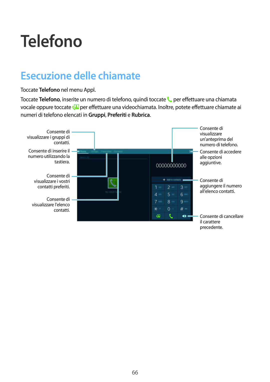 Samsung SM-T805NZWAXEO, SM-T805NTSAITV, SM-T805NZWAITV, SM-T805NZWAHUI, SM-T805NTSAOMN Telefono, Esecuzione delle chiamate 