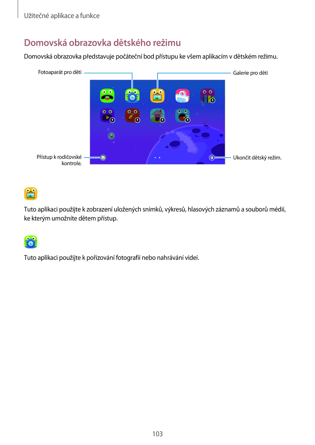 Samsung SM-T805NTSAXEZ, SM-T805NZWAXEO, SM-T805NZWAATO, SM-T805NTSAATO, SM-T705NZWAATO Domovská obrazovka dětského režimu 