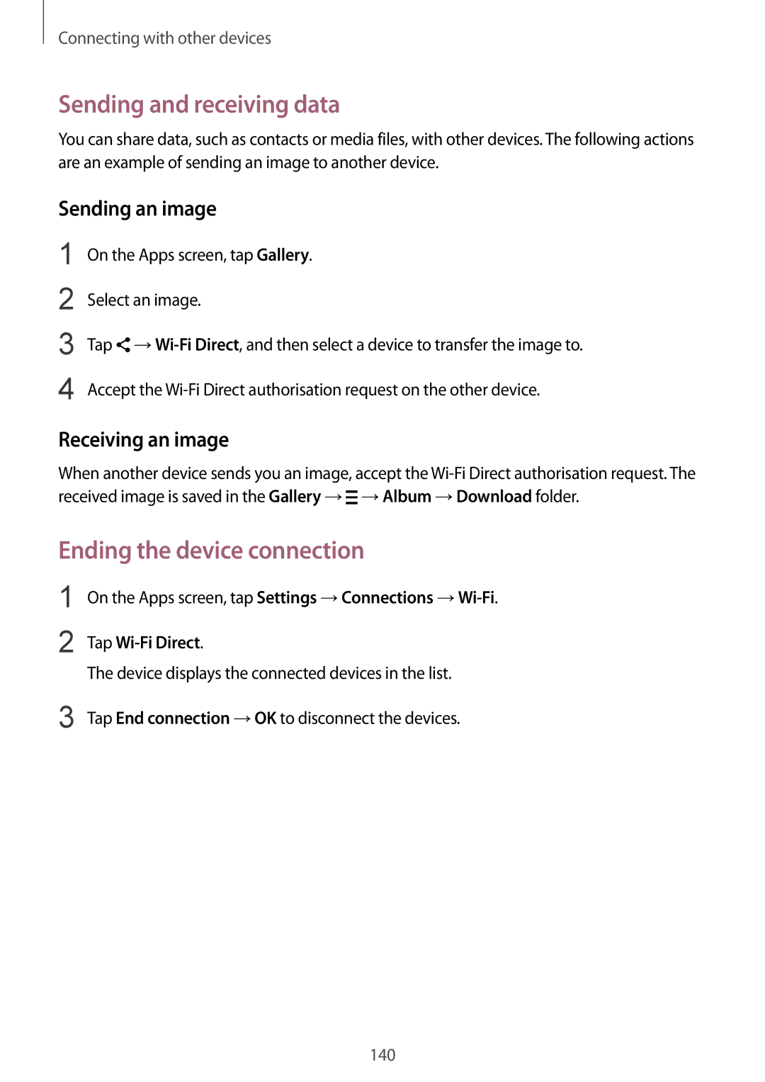 Samsung SM-T805NZWAPRT, SM-T805NZWAXEO, SM-T805NZWAATO manual Ending the device connection, On the Apps screen, tap Gallery 