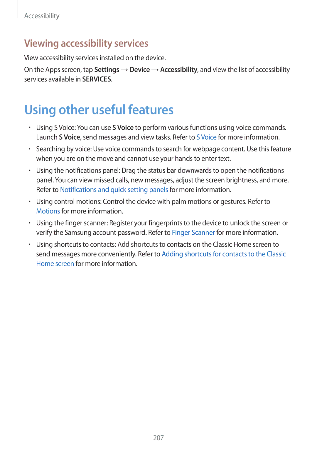 Samsung SM-T805NTSASEE, SM-T805NZWAXEO, SM-T805NZWAATO manual Using other useful features, Viewing accessibility services 