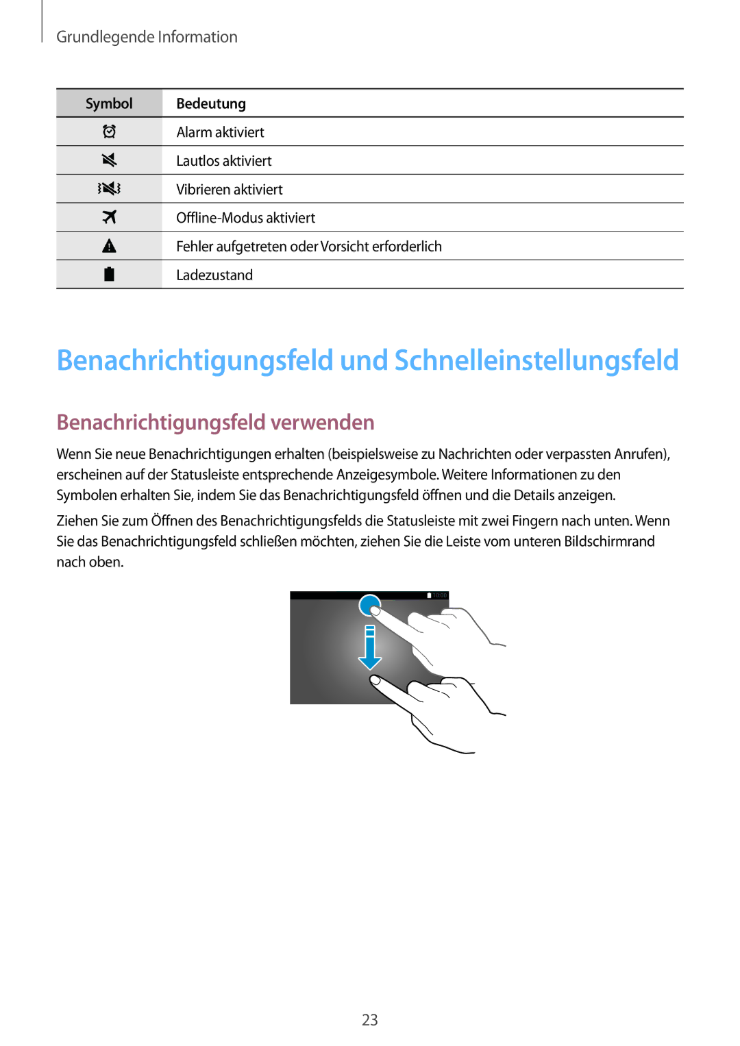 Samsung SM-T805NZWAEUR, SM-T805NZWAXEO Benachrichtigungsfeld und Schnelleinstellungsfeld, Benachrichtigungsfeld verwenden 