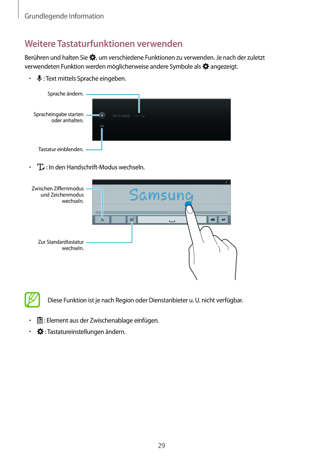 Samsung SM-T805NZWADBT, SM-T805NZWAXEO, SM-T805NZWAATO, SM-T805NTSAATO, SM-T805NTSAVD2 Weitere Tastaturfunktionen verwenden 