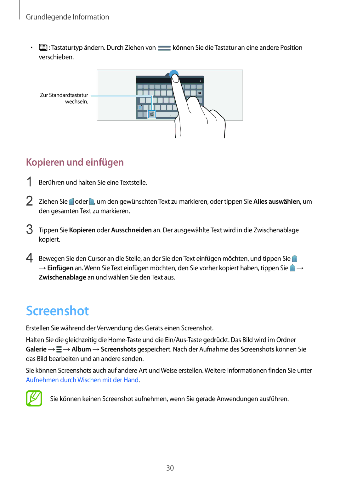 Samsung SM-T805NTSAVD2, SM-T805NZWAXEO, SM-T805NZWAATO, SM-T805NTSAATO, SM-T805NZWADBT manual Screenshot, Kopieren und einfügen 