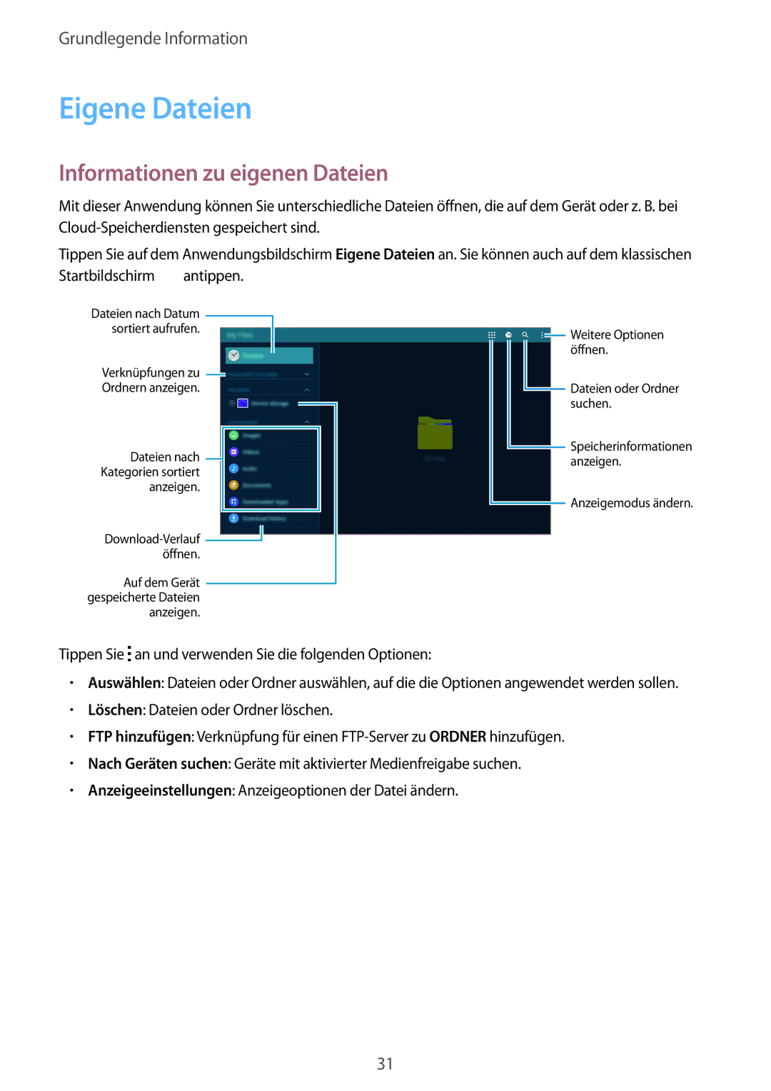 Samsung SM-T805NTSAEUR, SM-T805NZWAXEO, SM-T805NZWAATO, SM-T805NTSAATO manual Eigene Dateien, Informationen zu eigenen Dateien 