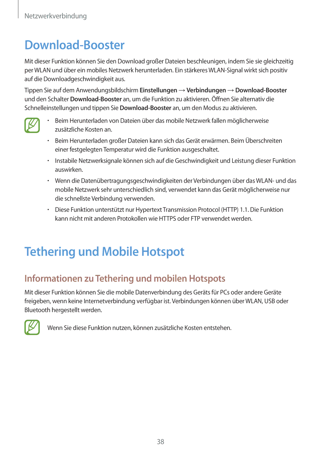 Samsung SM-T805NTSASEB Download-Booster, Tethering und Mobile Hotspot, Informationen zu Tethering und mobilen Hotspots 