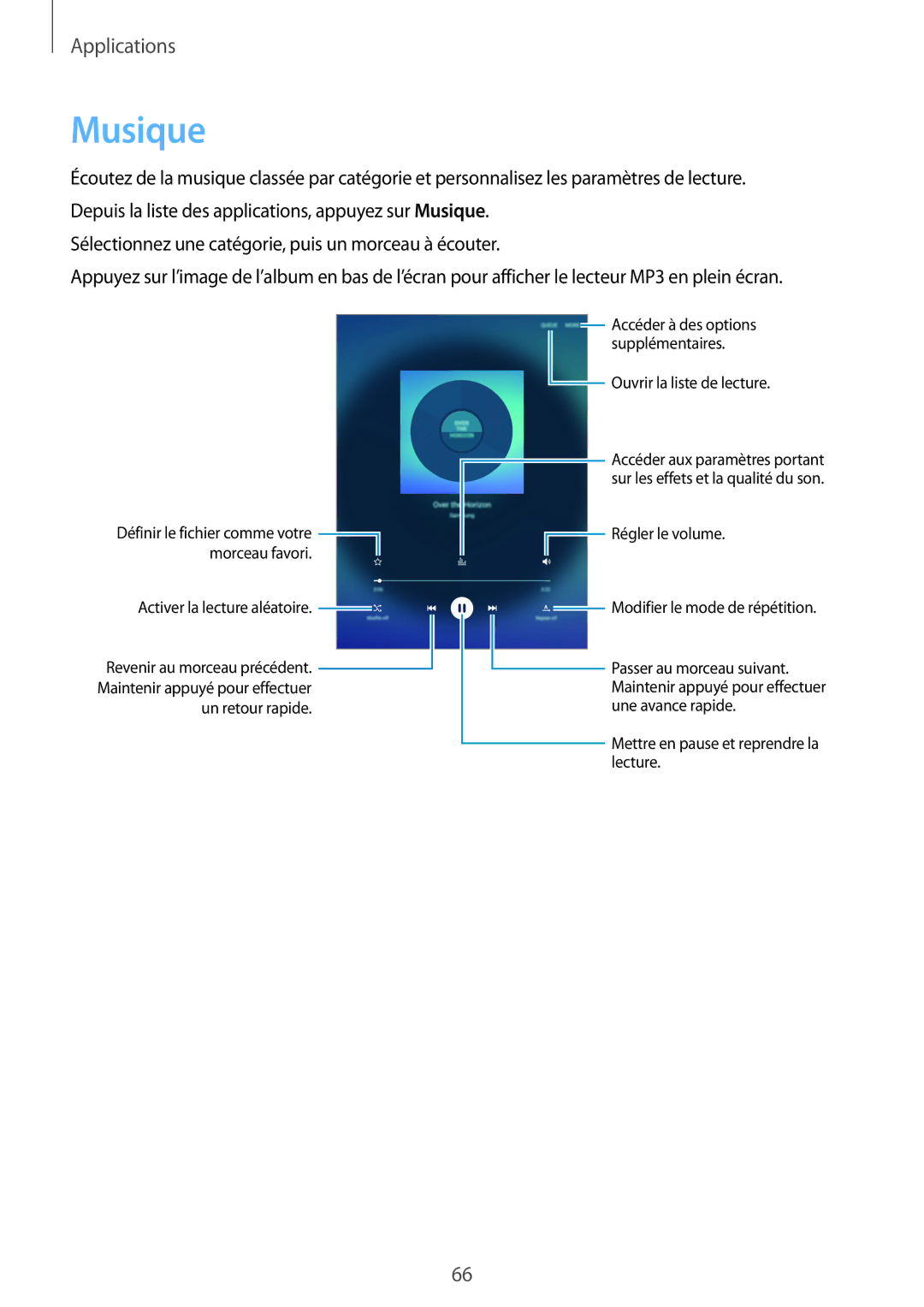 Samsung SM-T810NZWEXEF, SM-T810NZDEXEF, SM-T810NZKEXEF, SM-T810NZWFXEF manual Musique 