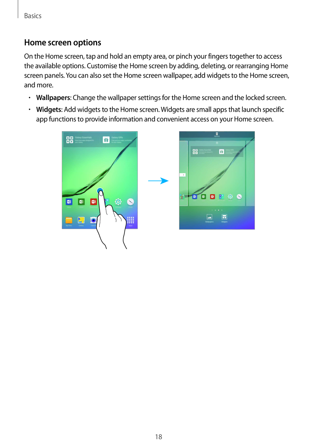 Samsung SM-T810NZKEPHE, SM-T810NZKEDBT, SM-T810NZWEDBT, SM-T810NZDEDBT, SM-T810NZDEXEF, SM-T810NZKEXEF Home screen options 