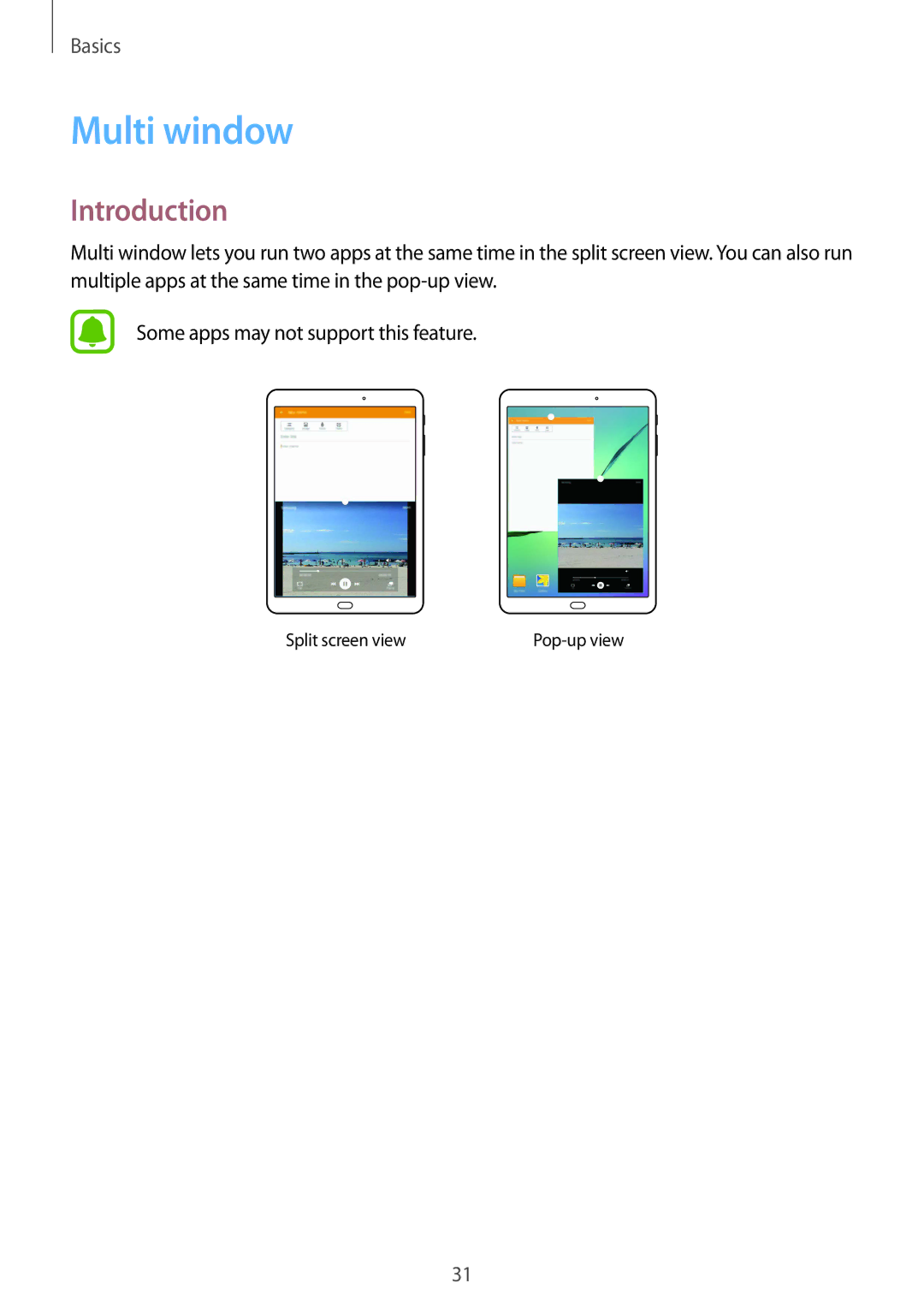 Samsung SM-T810NZWEAUT, SM-T810NZKEDBT, SM-T810NZWEDBT, SM-T810NZDEDBT, SM-T810NZDEXEF manual Multi window, Introduction 