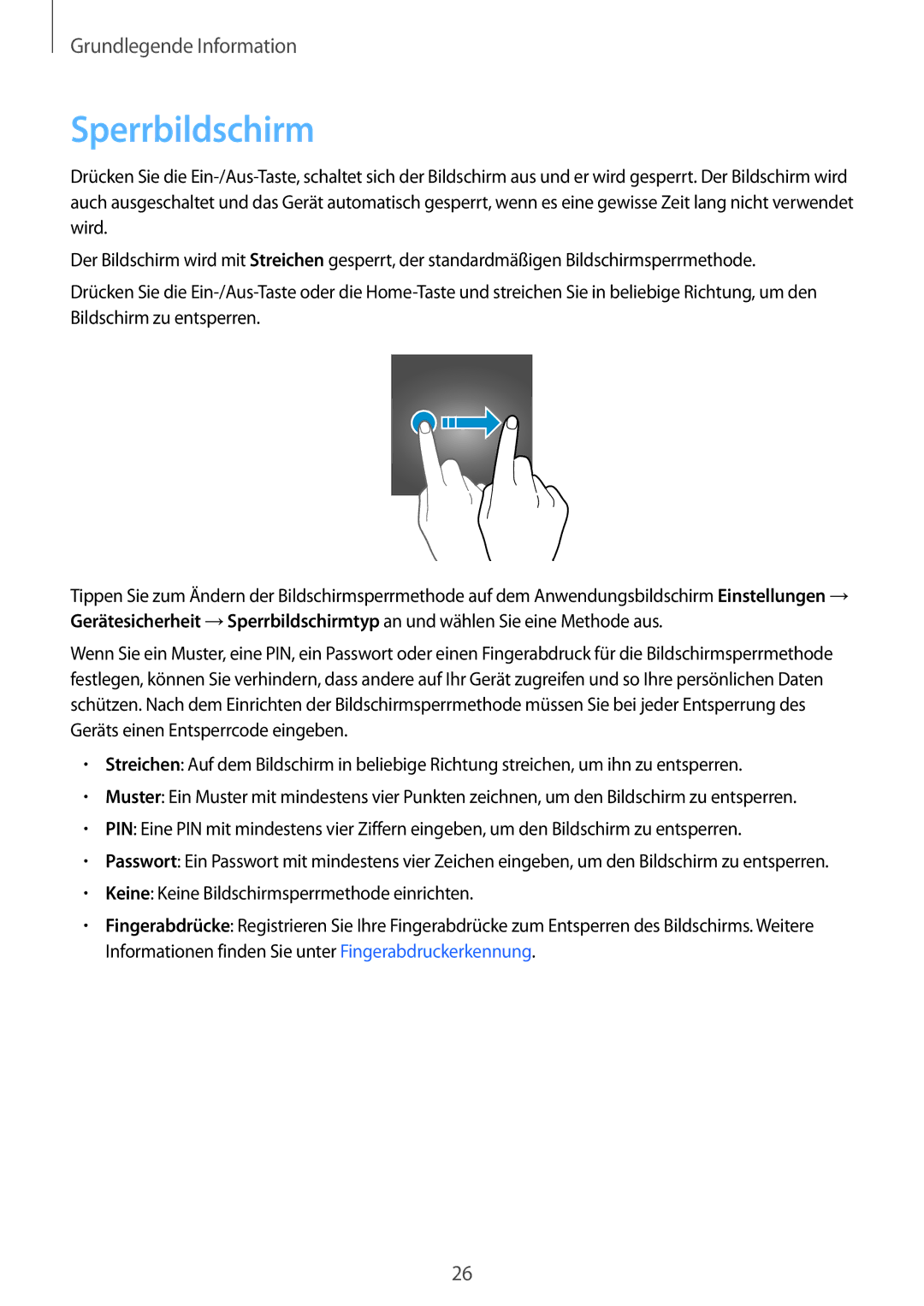 Samsung SM-T810NZDEDBT, SM-T810NZKEDBT, SM-T810NZWEDBT manual Sperrbildschirm 