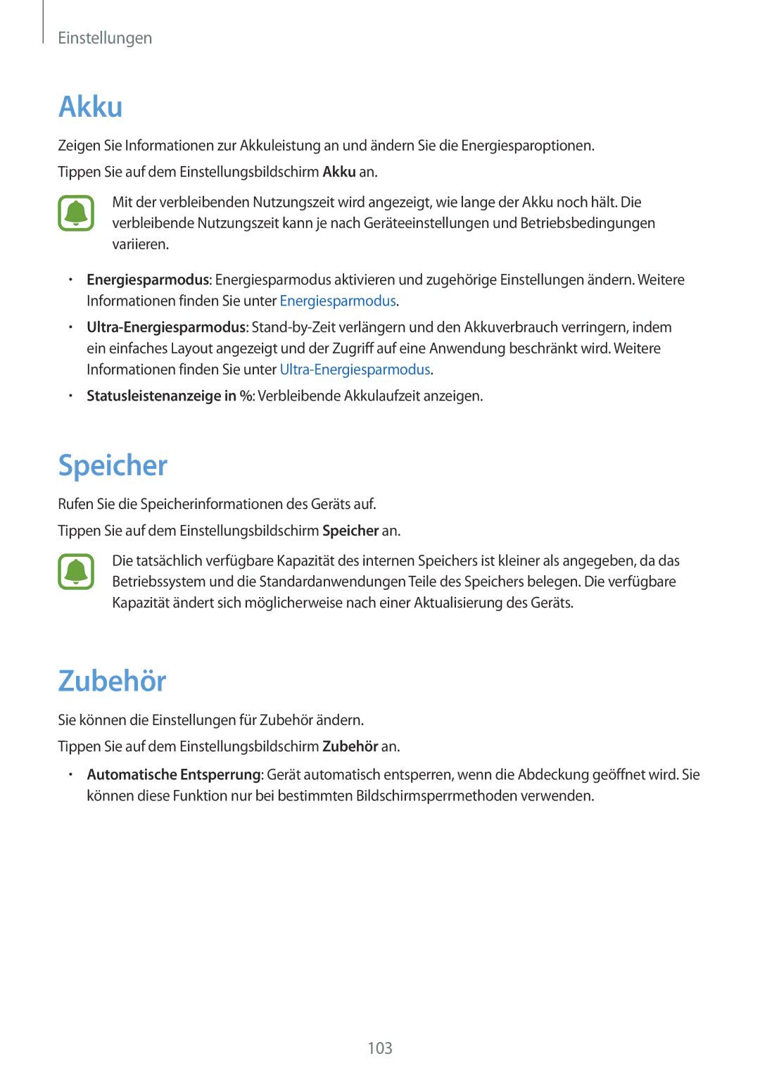 Samsung SM-T810NZWEDBT, SM-T810NZKEDBT, SM-T810NZDEDBT manual Speicher, Zubehör 