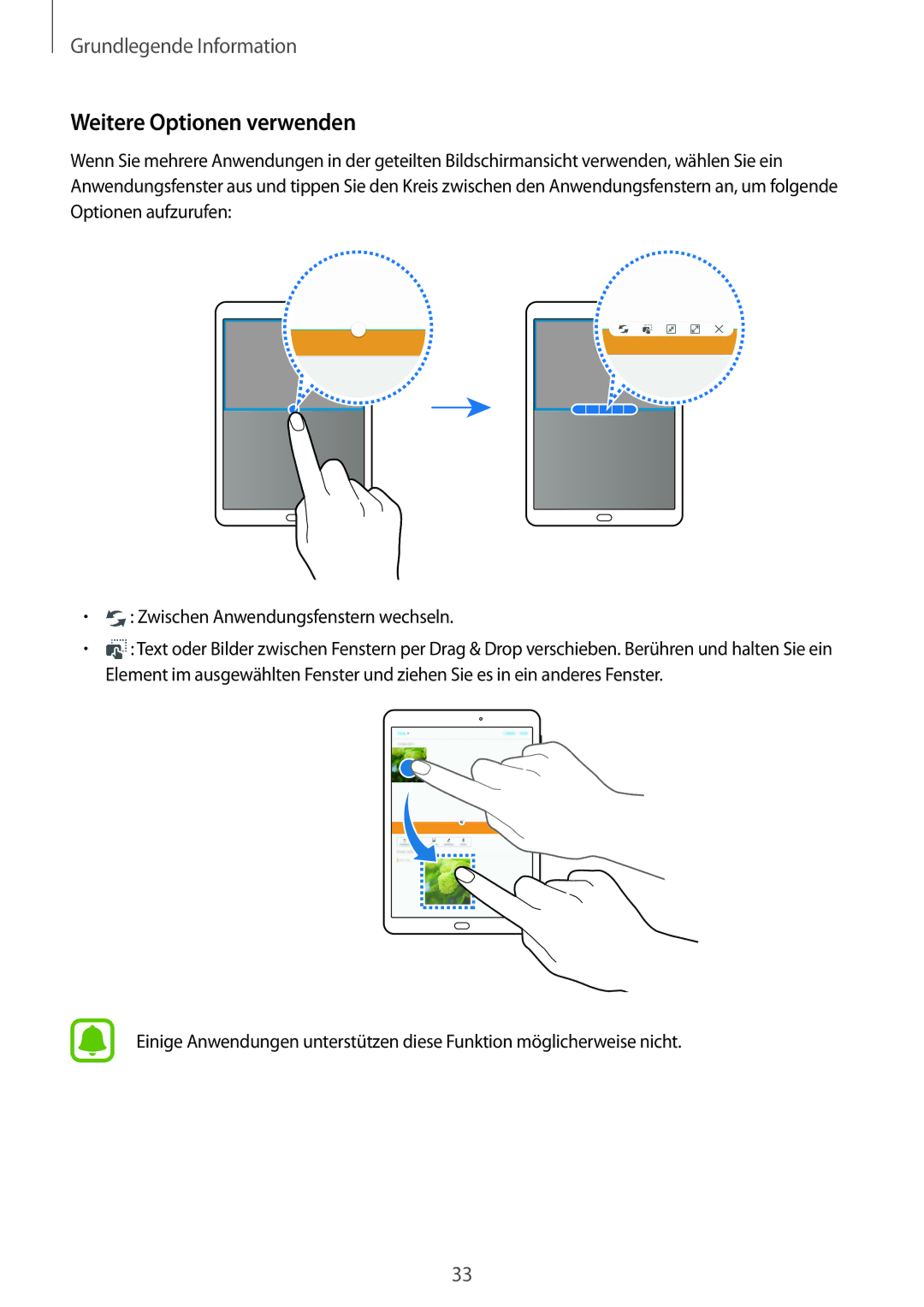 Samsung SM-T810NZKEDBT, SM-T810NZWEDBT, SM-T810NZDEDBT manual Weitere Optionen verwenden 