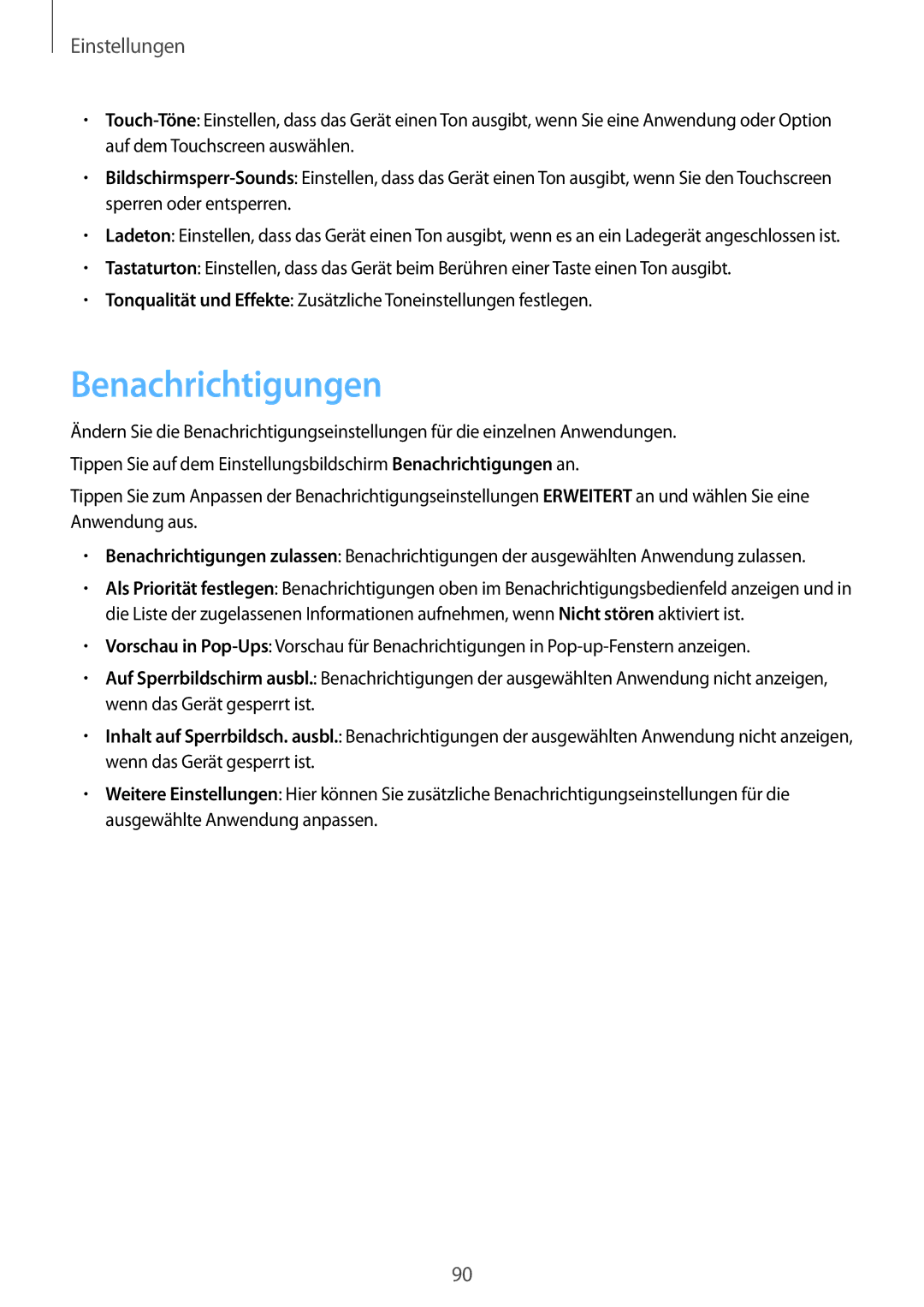 Samsung SM-T810NZKEDBT, SM-T810NZWEDBT, SM-T810NZDEDBT manual Benachrichtigungen 