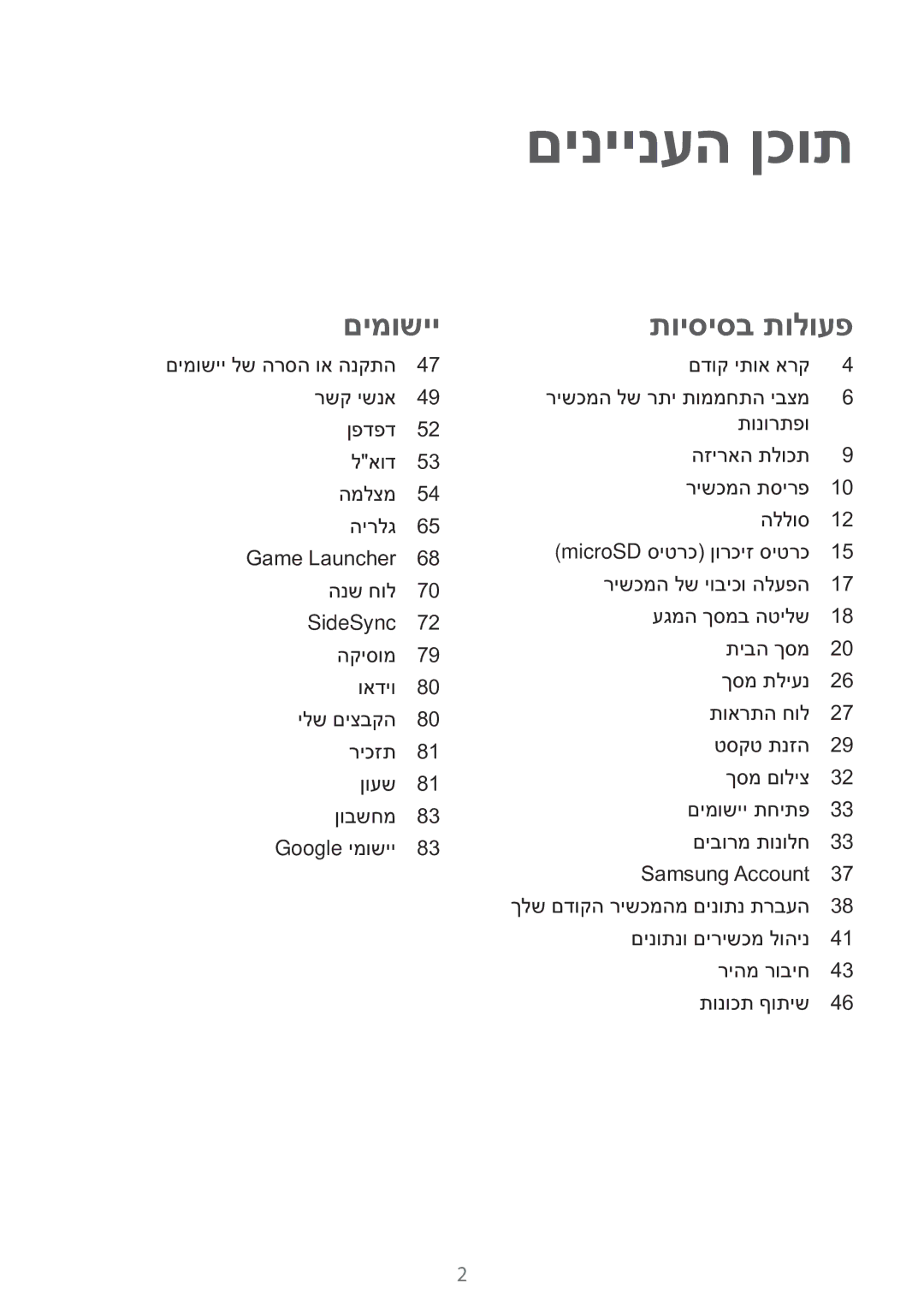 Samsung SM-T810NZKEILO manual םיניינעה ןכות 