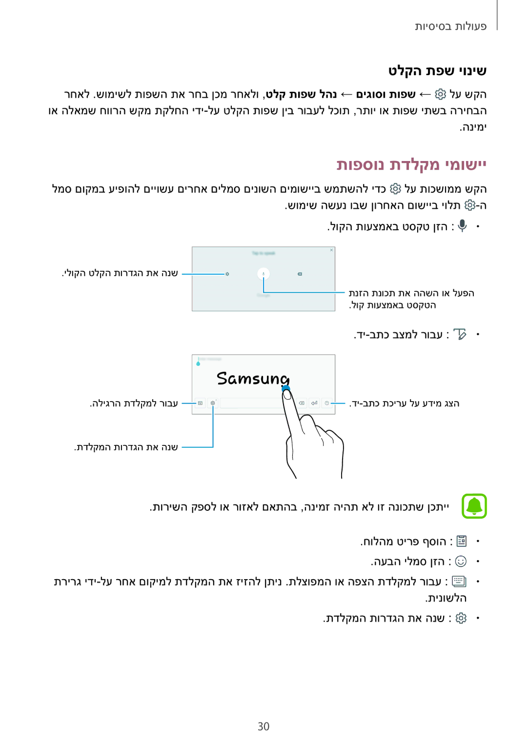 Samsung SM-T810NZKEILO manual תופסונ תדלקמ ימושיי, טלקה תפש יוניש 