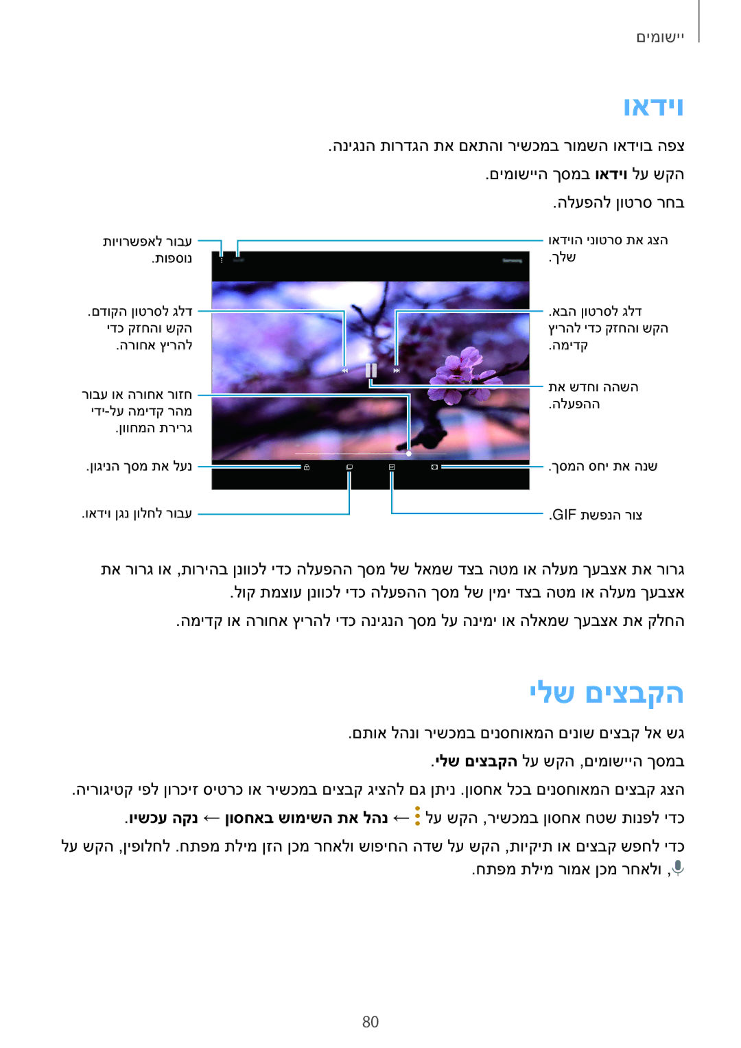 Samsung SM-T810NZKEILO manual ואדיו, ילש םיצבקה 