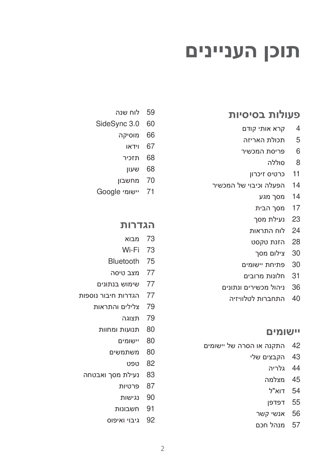 Samsung SM-T810NZKEILO manual םיניינעה ןכות 