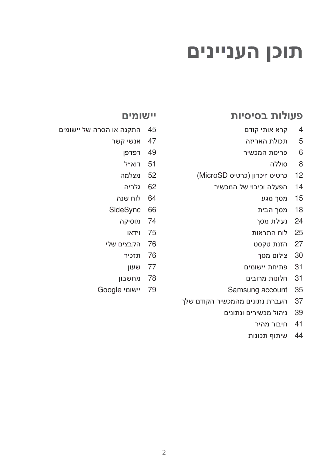 Samsung SM-T810NZKEILO manual םיניינעה ןכות 