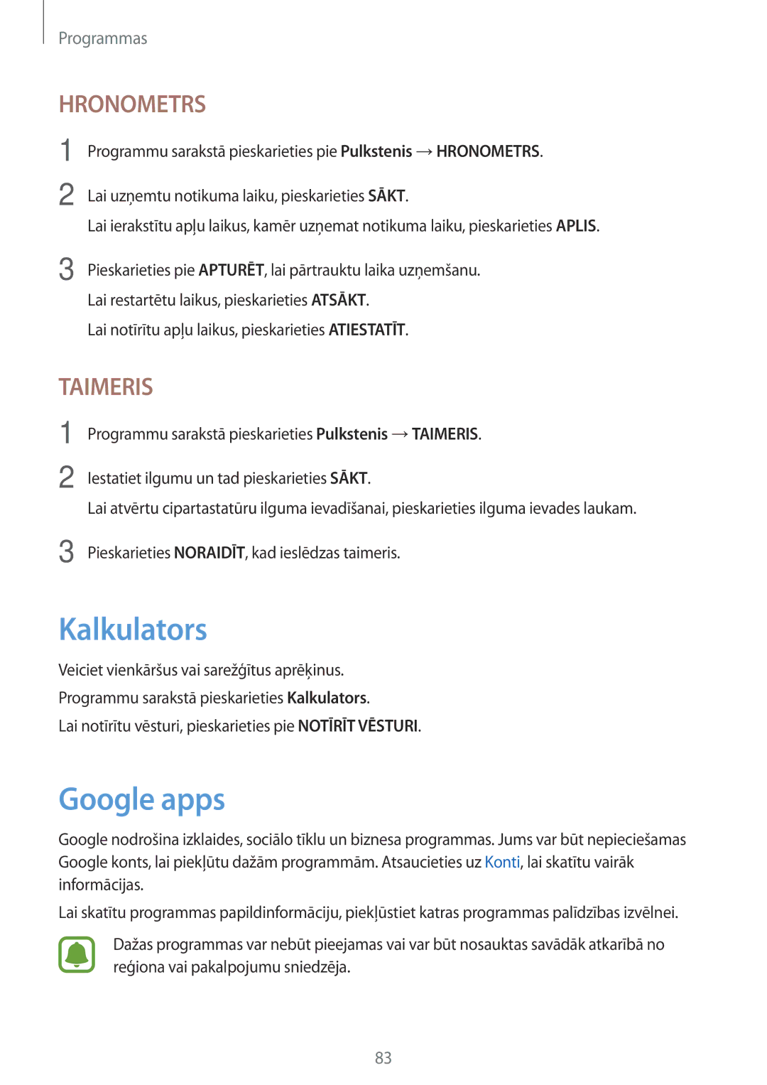 Samsung SM-T810NZDESEB, SM-T810NZKESEB manual Kalkulators, Google apps, Lai notīrītu apļu laikus, pieskarieties Atiestatīt 