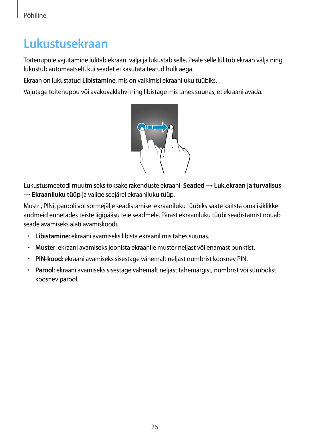 Samsung SM-T810NZDESEB, SM-T810NZKESEB, SM-T810NZWESEB manual Lukustusekraan 