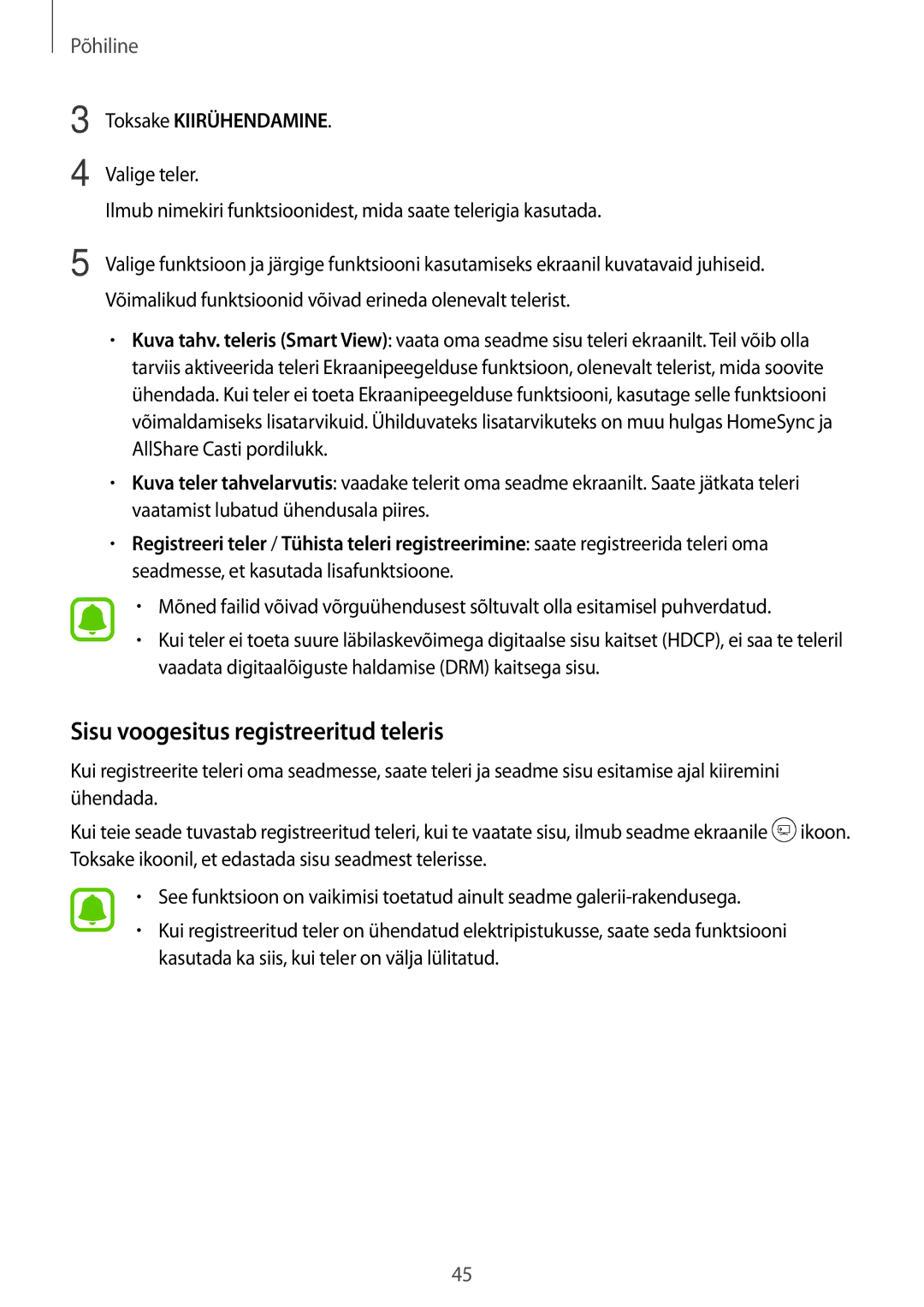 Samsung SM-T810NZKESEB, SM-T810NZWESEB, SM-T810NZDESEB manual Sisu voogesitus registreeritud teleris 