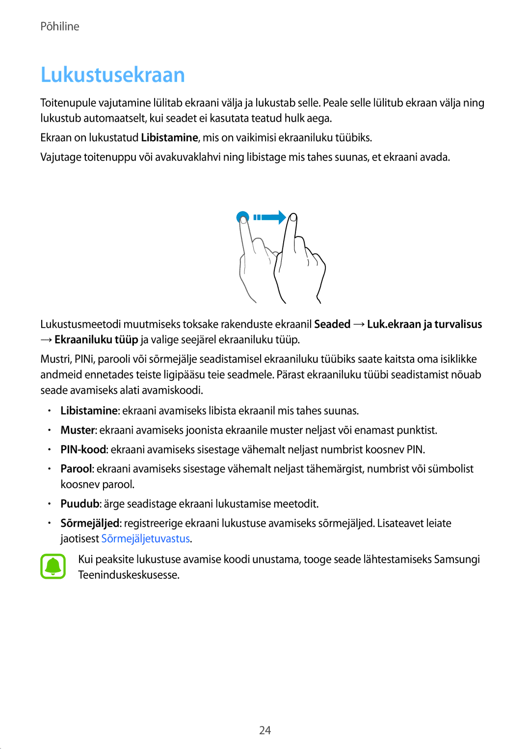 Samsung SM-T810NZKESEB, SM-T810NZWESEB, SM-T810NZDESEB manual Lukustusekraan 