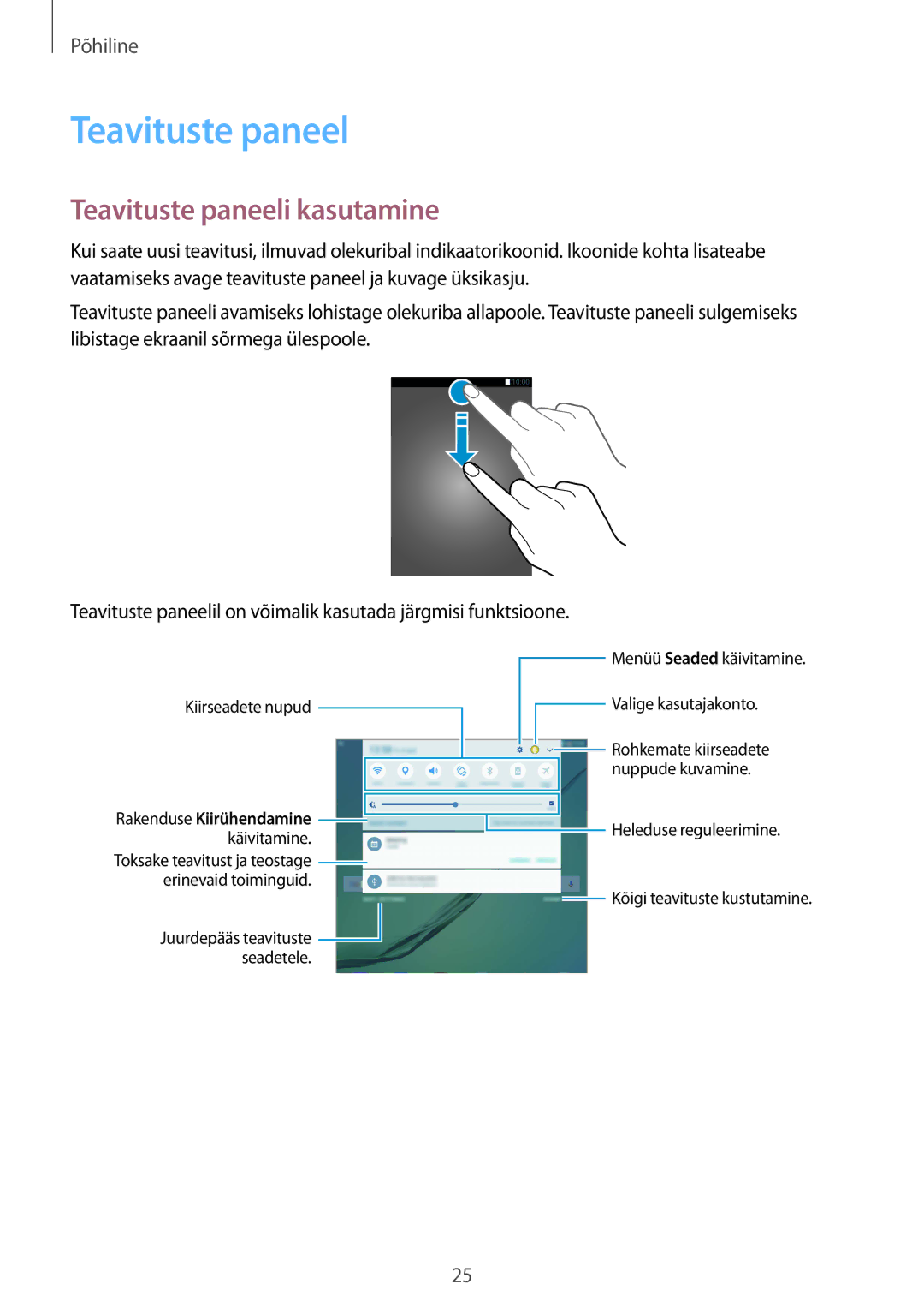 Samsung SM-T810NZWESEB, SM-T810NZKESEB, SM-T810NZDESEB manual Teavituste paneeli kasutamine 