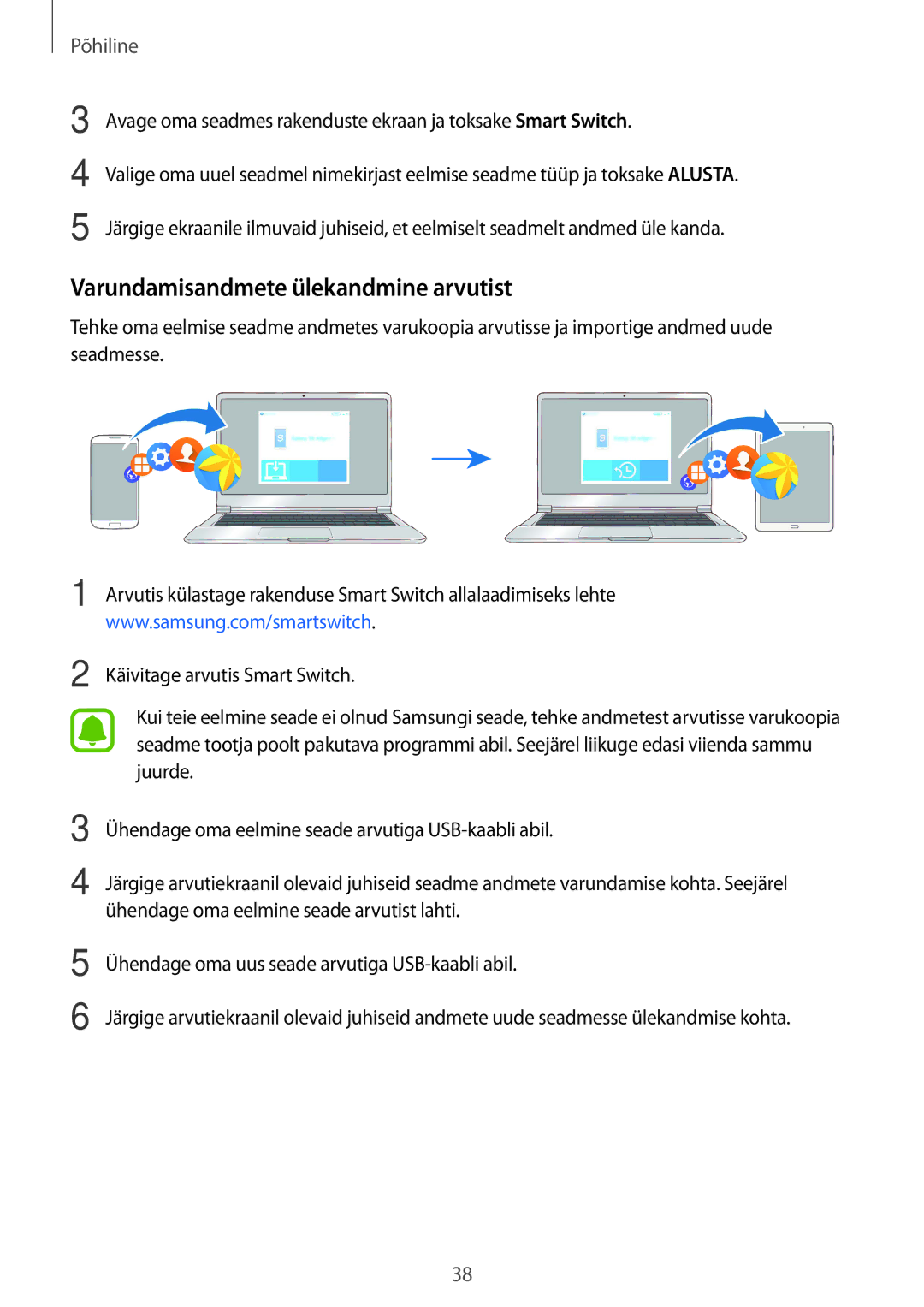 Samsung SM-T810NZDESEB, SM-T810NZKESEB, SM-T810NZWESEB manual Varundamisandmete ülekandmine arvutist 