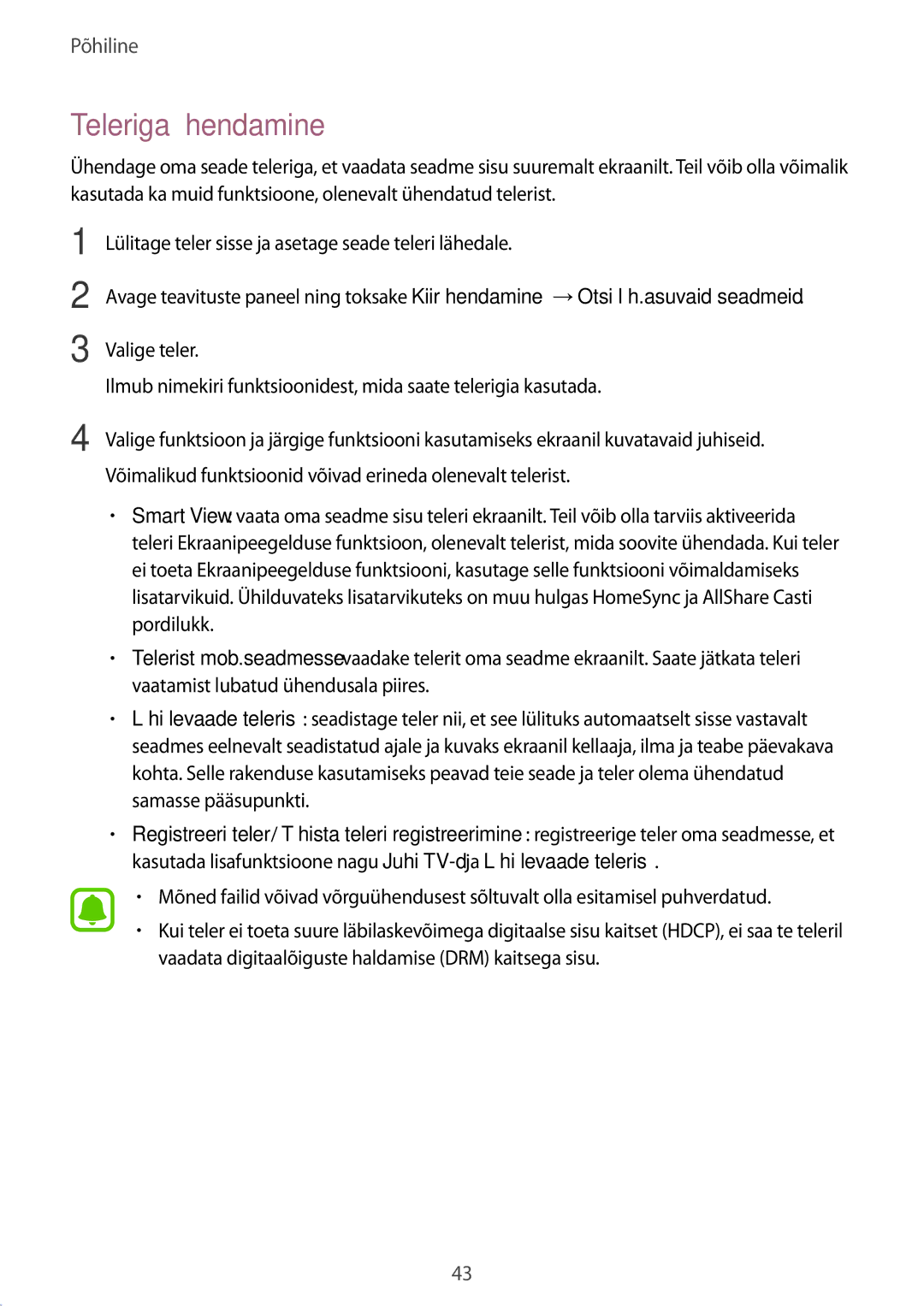 Samsung SM-T810NZWESEB, SM-T810NZKESEB, SM-T810NZDESEB manual Teleriga ühendamine 