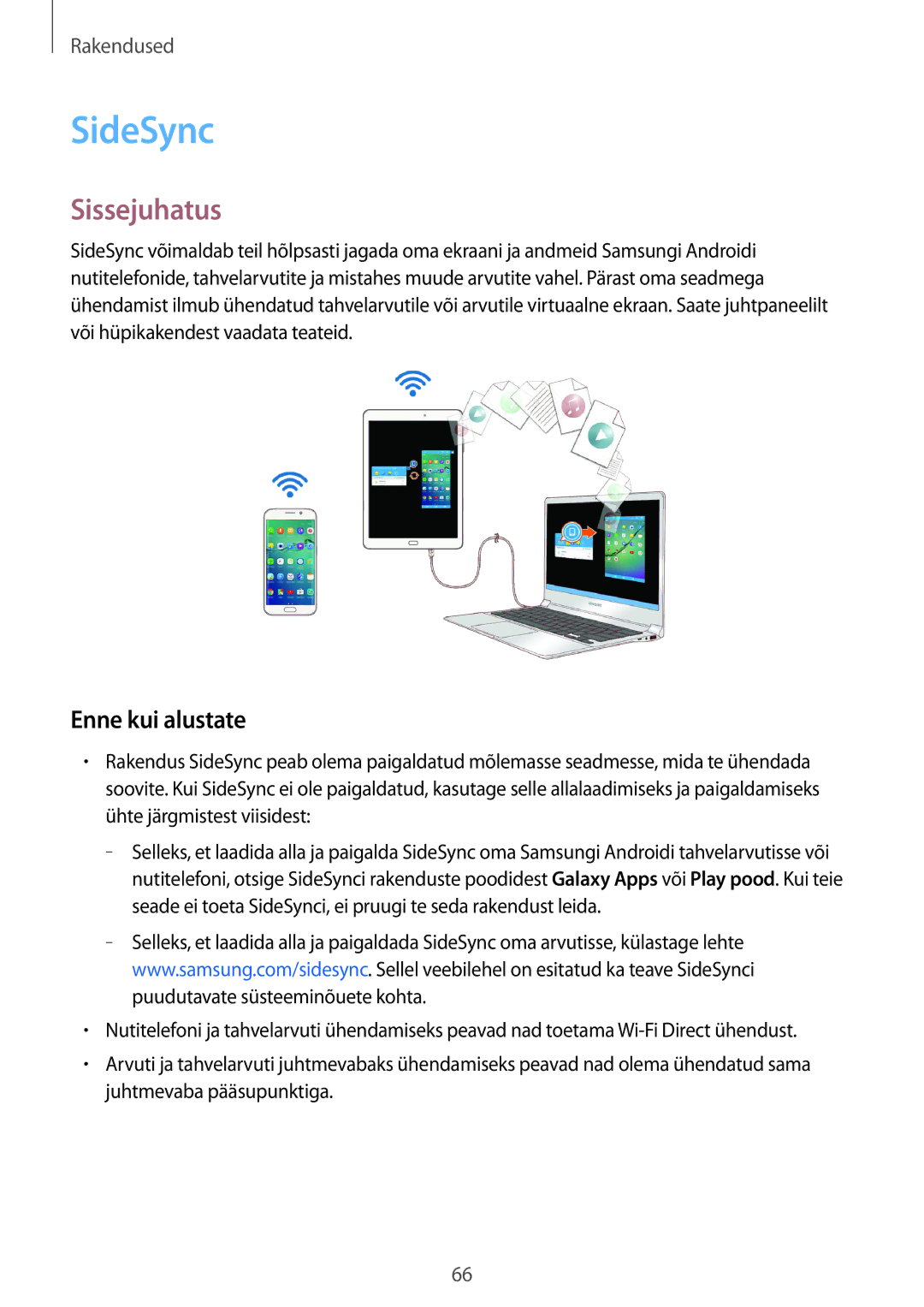 Samsung SM-T810NZKESEB, SM-T810NZWESEB, SM-T810NZDESEB manual SideSync, Enne kui alustate 