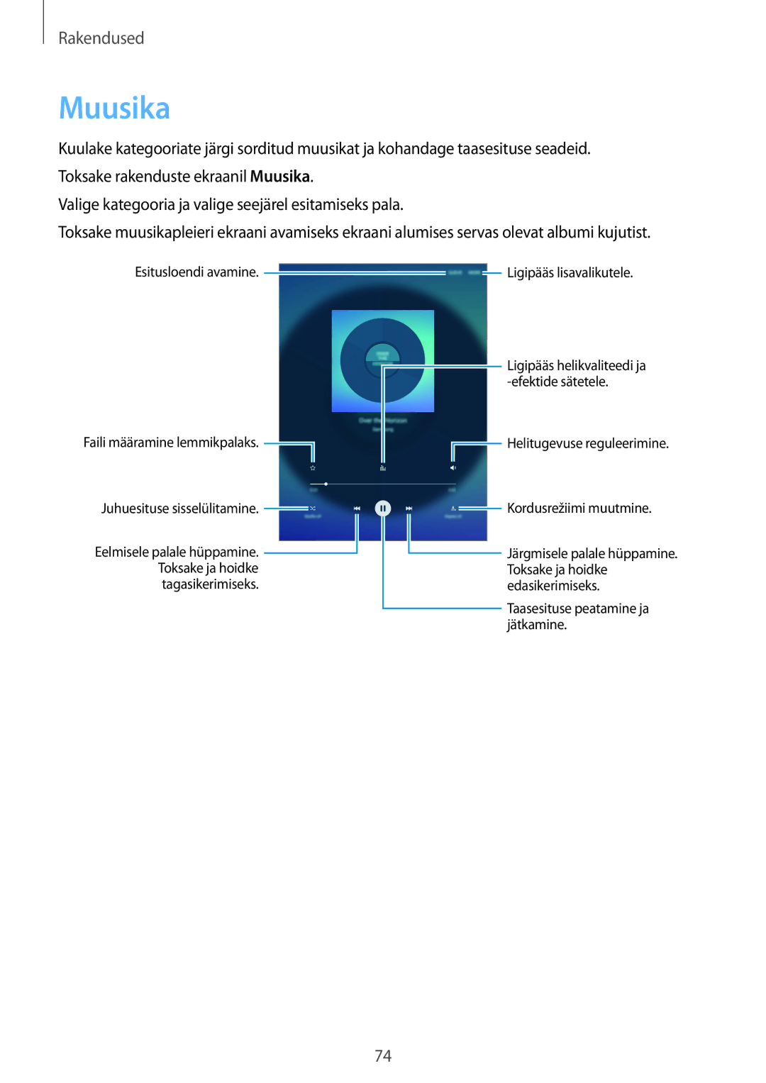 Samsung SM-T810NZDESEB, SM-T810NZKESEB, SM-T810NZWESEB manual Muusika 