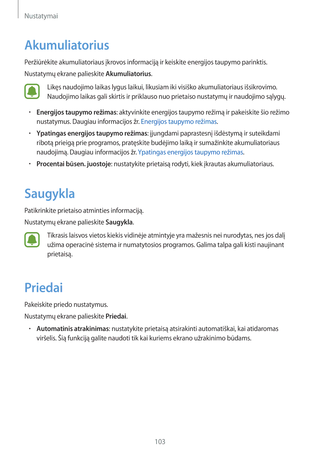 Samsung SM-T810NZWESEB, SM-T810NZKESEB, SM-T810NZDESEB manual Saugykla, Priedai 