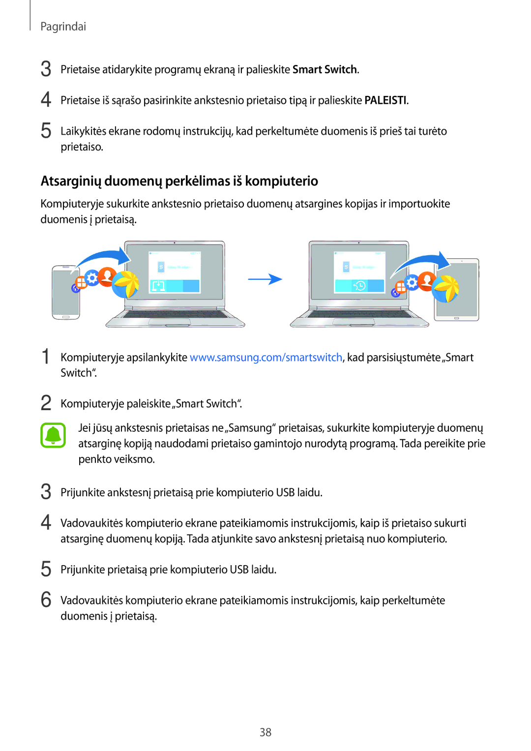 Samsung SM-T810NZDESEB, SM-T810NZKESEB, SM-T810NZWESEB manual Atsarginių duomenų perkėlimas iš kompiuterio 