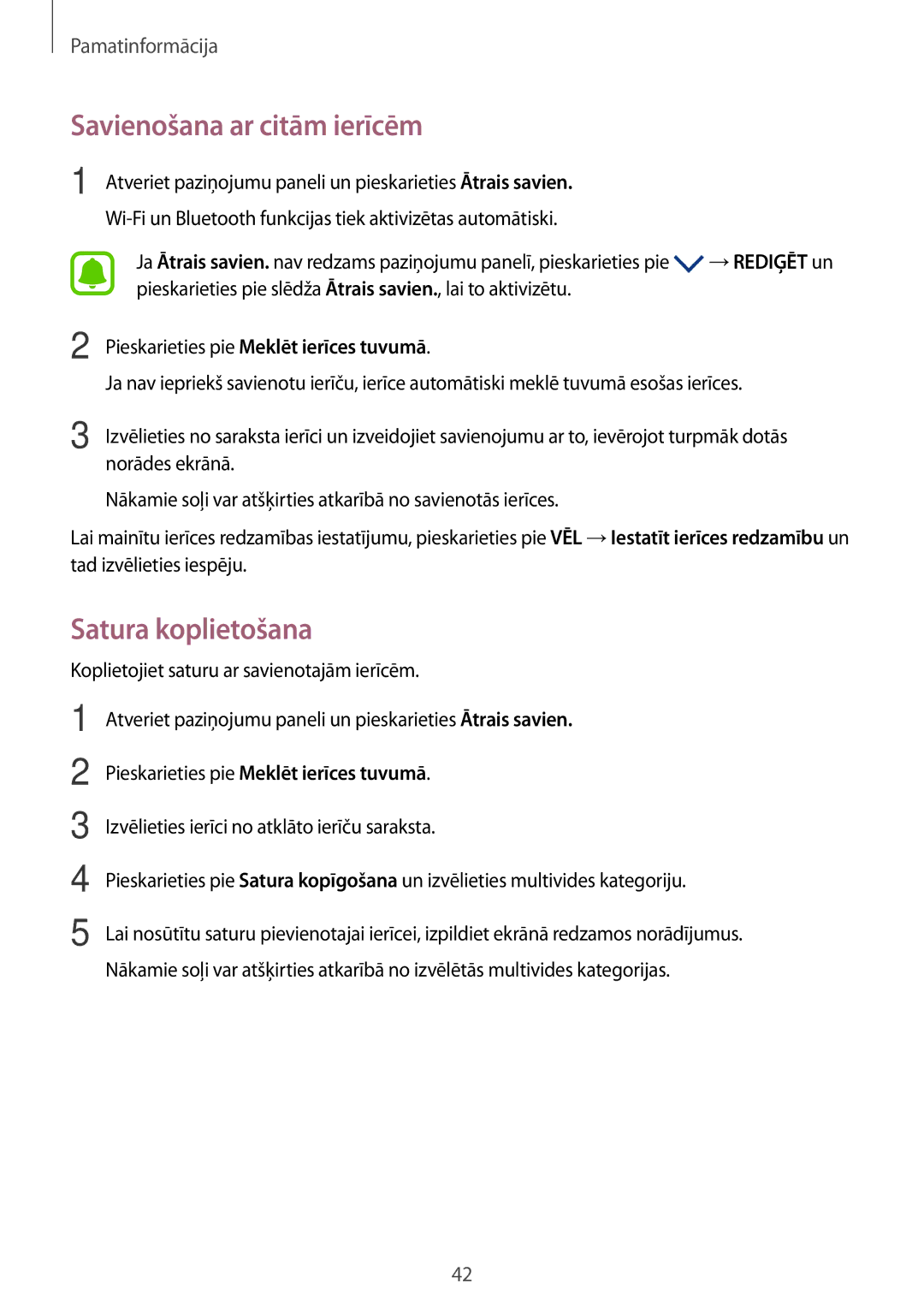 Samsung SM-T810NZKESEB, SM-T810NZWESEB, SM-T810NZDESEB manual Savienošana ar citām ierīcēm, Satura koplietošana 