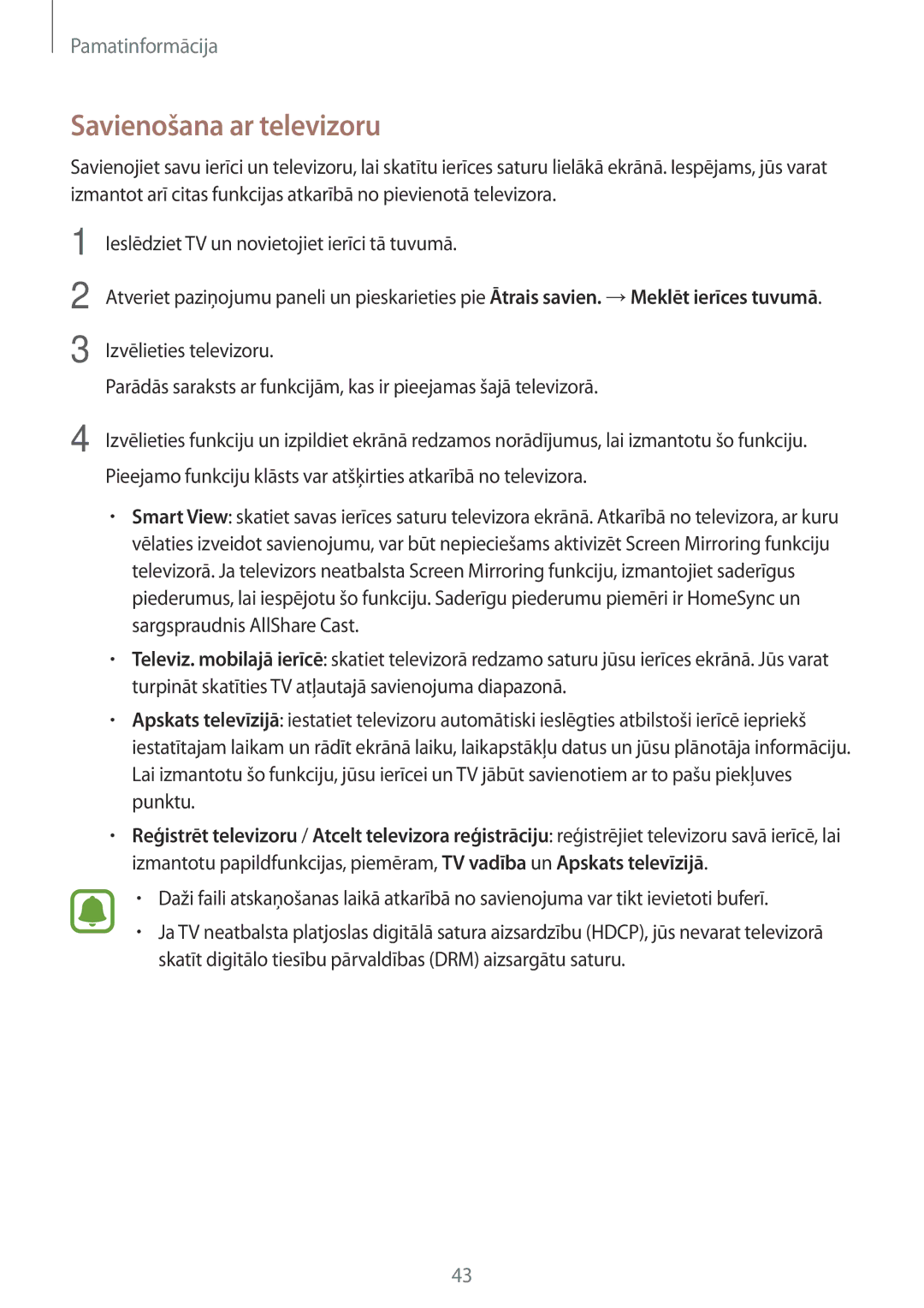 Samsung SM-T810NZWESEB, SM-T810NZKESEB, SM-T810NZDESEB manual Savienošana ar televizoru 