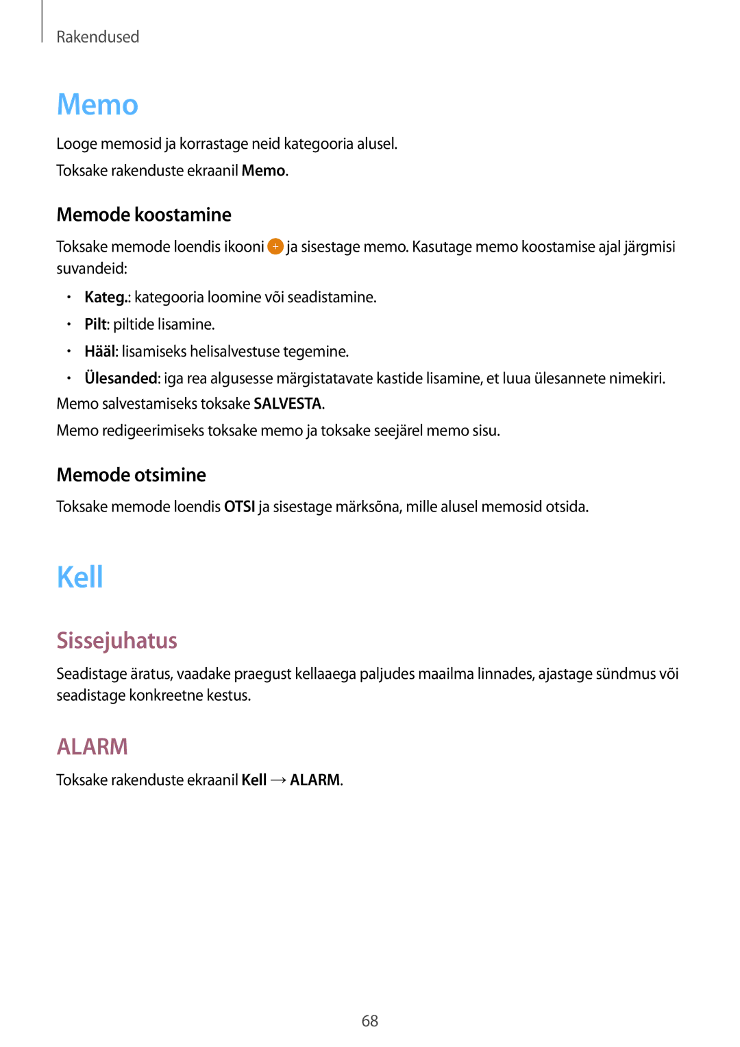 Samsung SM-T810NZDESEB, SM-T810NZKESEB, SM-T810NZWESEB manual Kell, Memode koostamine, Memode otsimine 