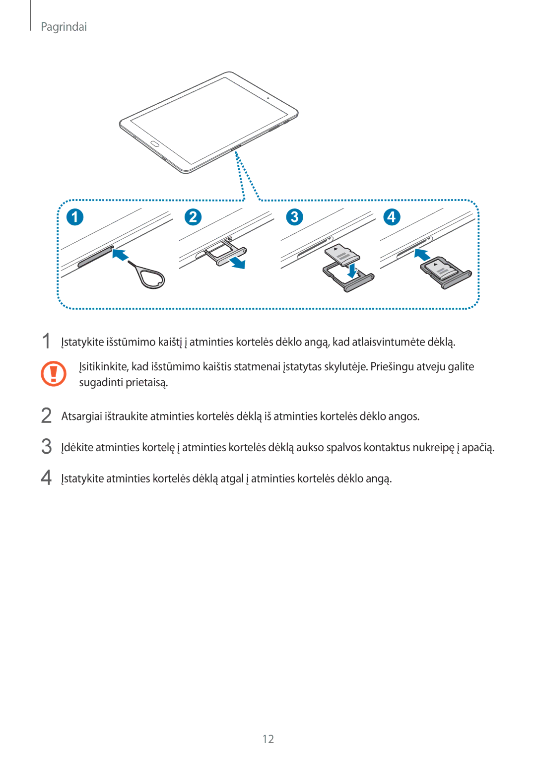 Samsung SM-T810NZKESEB, SM-T810NZWESEB, SM-T810NZDESEB manual Pagrindai 