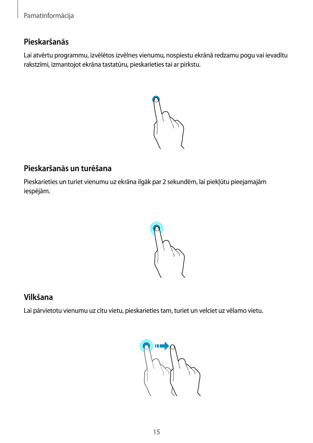 Samsung SM-T810NZKESEB, SM-T810NZWESEB, SM-T810NZDESEB manual Pieskaršanās un turēšana, Vilkšana 