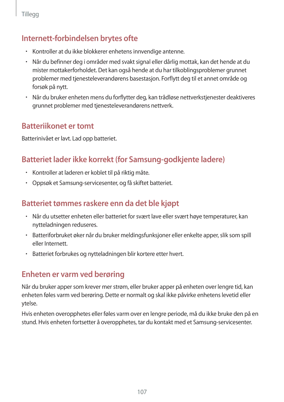 Samsung SM-T710NZWENEE, SM-T810NZWENEE manual Batteriikonet er tomt 