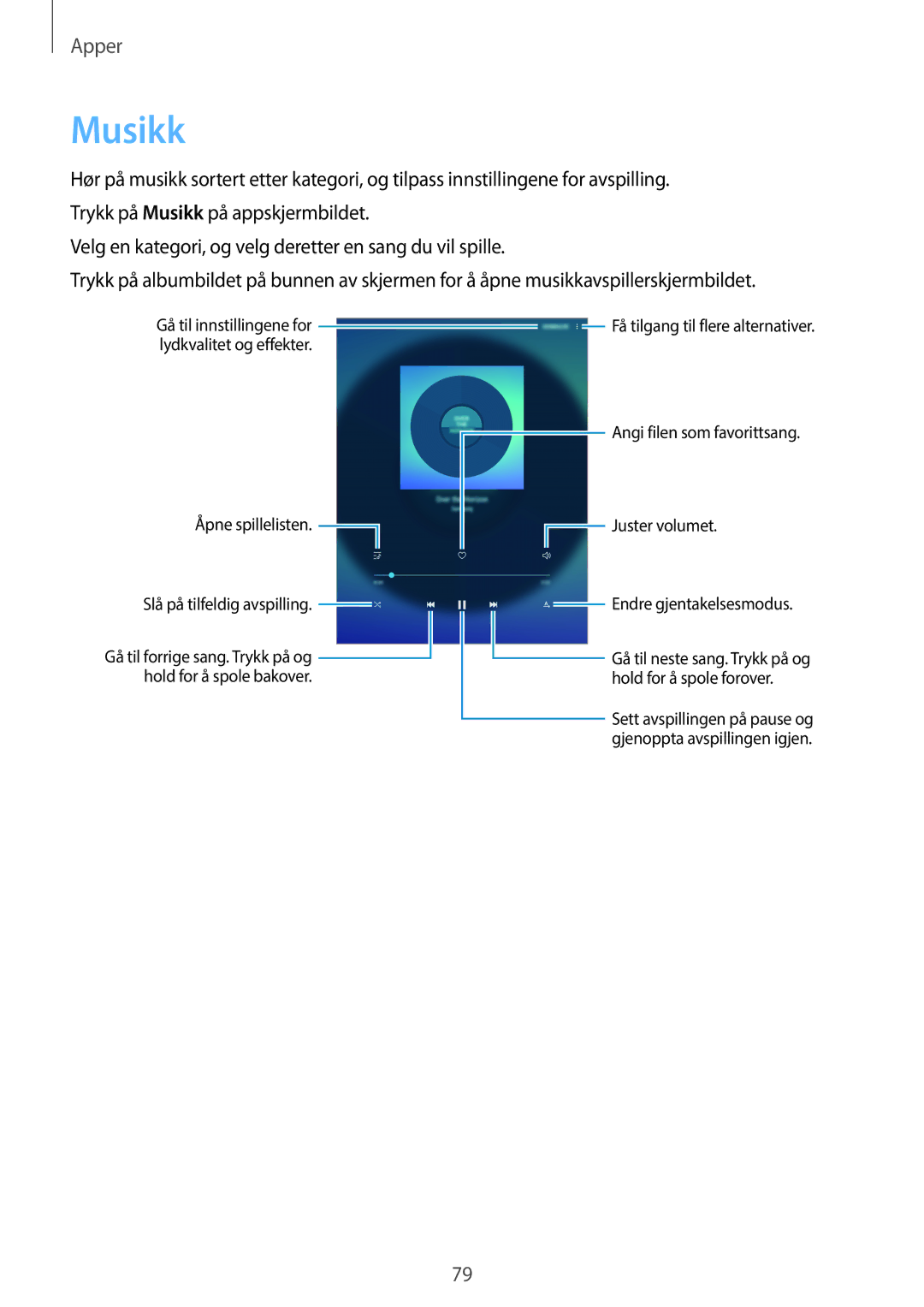 Samsung SM-T710NZWENEE, SM-T810NZWENEE manual Musikk 