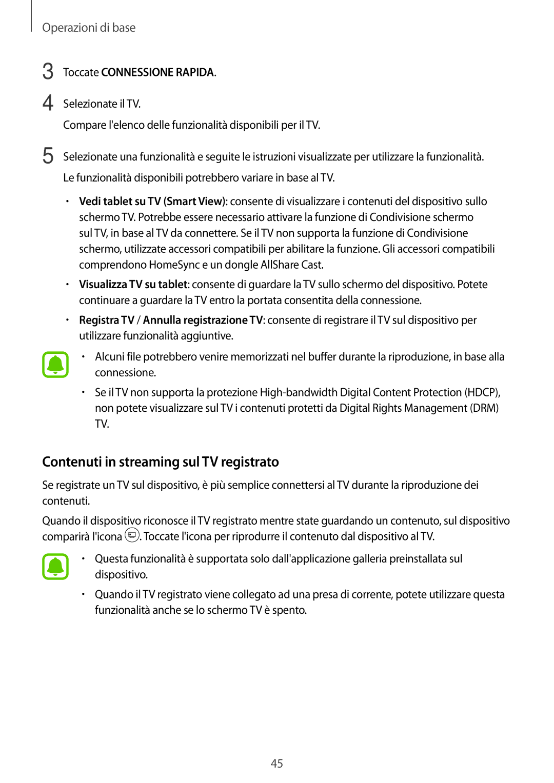 Samsung SM-T810NZWEXEO, SM-T810NZWEPHN, SM-T810NZKEPHN, SM-T810NZDETUR manual Contenuti in streaming sul TV registrato 