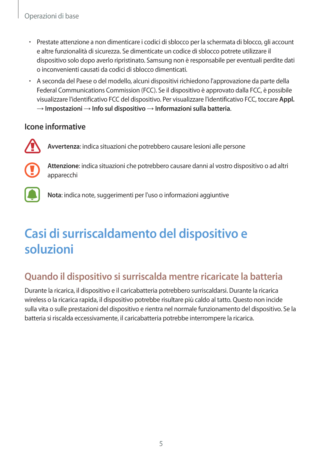 Samsung SM-T810NZWEXEO, SM-T810NZWEPHN manual Casi di surriscaldamento del dispositivo e soluzioni, Icone informative 