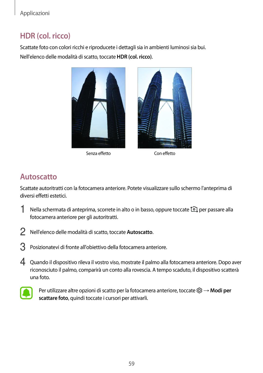 Samsung SM-T810NZKEITV, SM-T810NZWEPHN, SM-T810NZKEPHN, SM-T810NZDETUR, SM-T810NZDEPHN manual HDR col. ricco, Autoscatto 