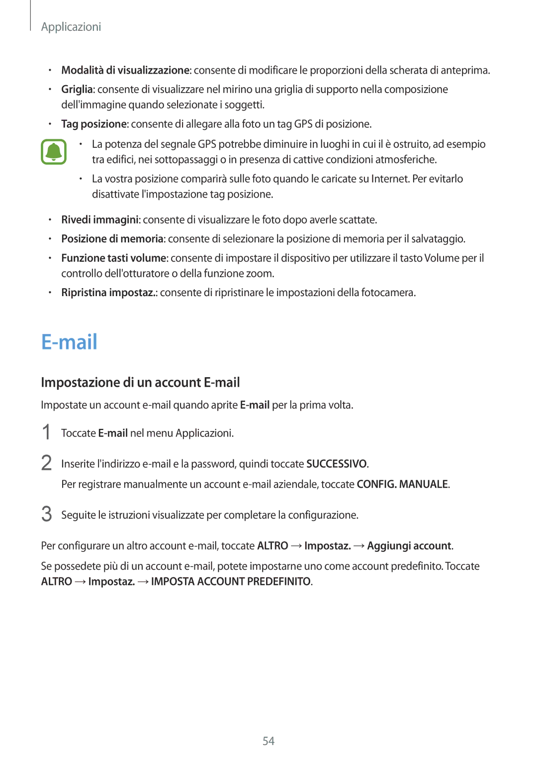 Samsung SM-T810NZDEITV, SM-T810NZWEPHN, SM-T810NZKEPHN, SM-T810NZDETUR manual Mail, Impostazione di un account E-mail 