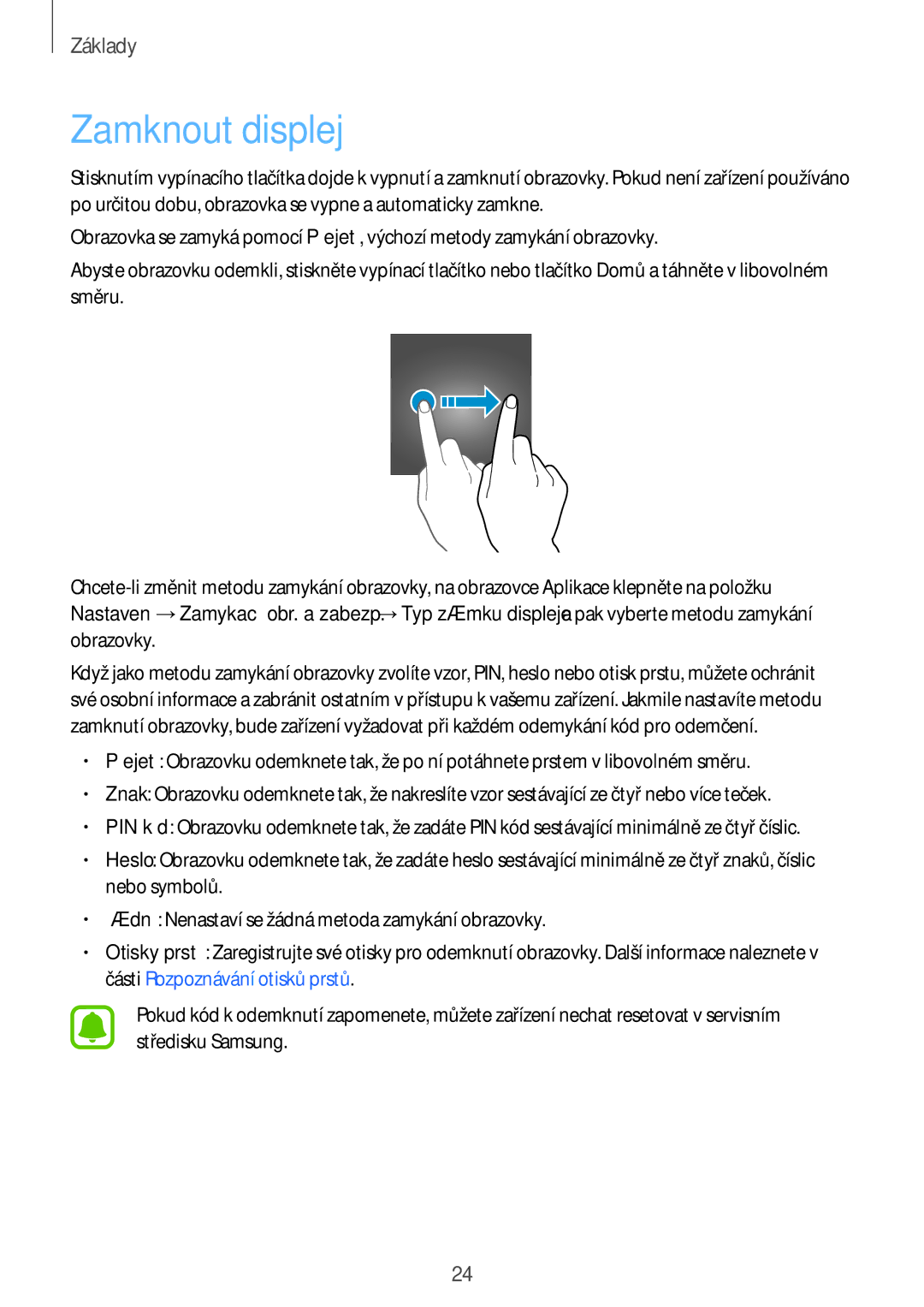 Samsung SM-T810NZWEAUT, SM-T810NZWEXEO, SM-T810NZKEXEO, SM-T810NZKEAUT, SM-T810NZDEAUT, SM-T710NZWEXSK manual Zamknout displej 